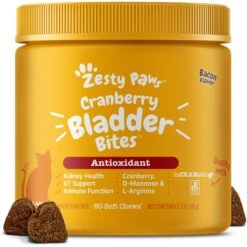Zesty Paws Cranberry Bladder Bites Bacon Flavored Soft Chews Urinary Supplement For Cats, 60 Count