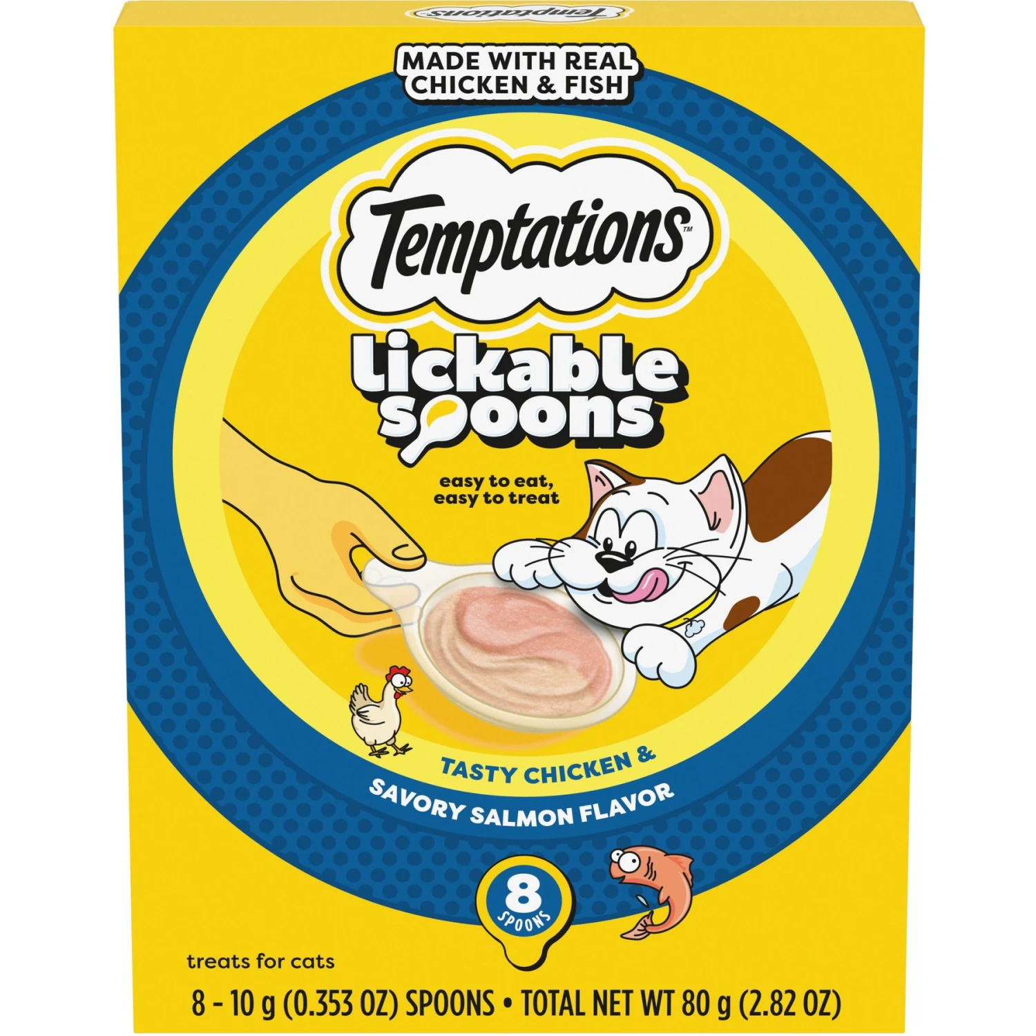 Temptations Lickable Spoons Tasty Chicken & Savory Salmon Cat Lickable Treats 3 Temptations Lickable Spoons Tasty Chicken & Savory Salmon Cat Lickable Treats