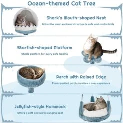 Yaheetech Ocean-Themed Multi-Level 45.5-in Cat Tree -Trixie || Catit || Nature's Miracle Shop 1033006 PT3. AC SS1800 V1702674045