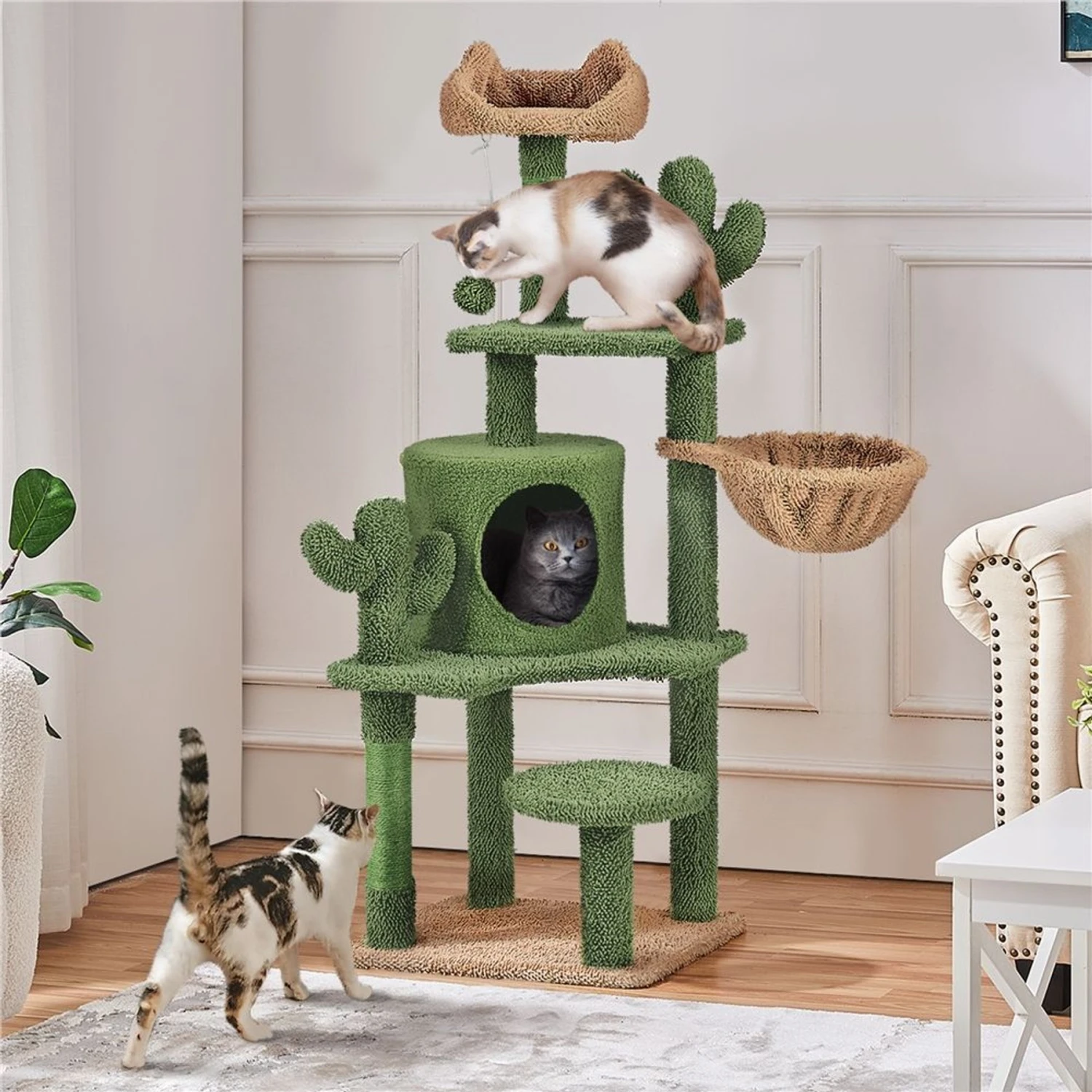 Yaheetech Cactus 53-in Sisal Cat Tree 3 Yaheetech Cactus 53-in Sisal Cat Tree