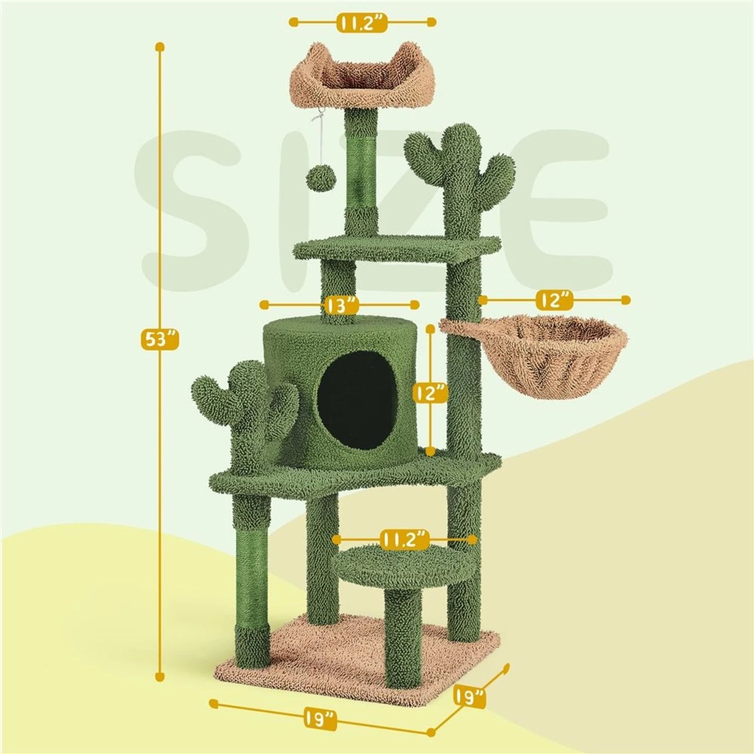 Yaheetech Cactus 53-in Sisal Cat Tree 5 Yaheetech Cactus 53-in Sisal Cat Tree - Image 3