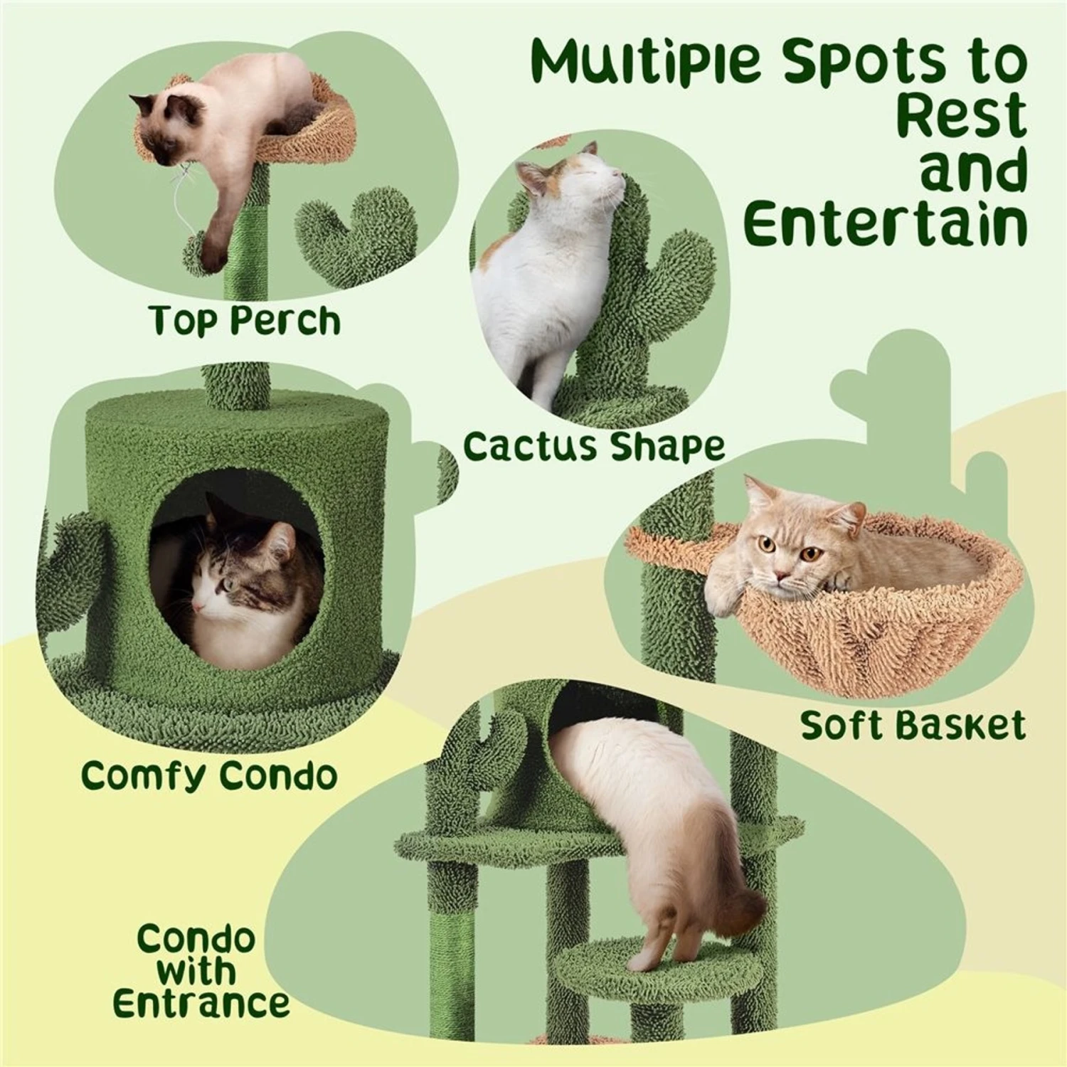 Yaheetech Cactus 53-in Sisal Cat Tree 6 Yaheetech Cactus 53-in Sisal Cat Tree - Image 4