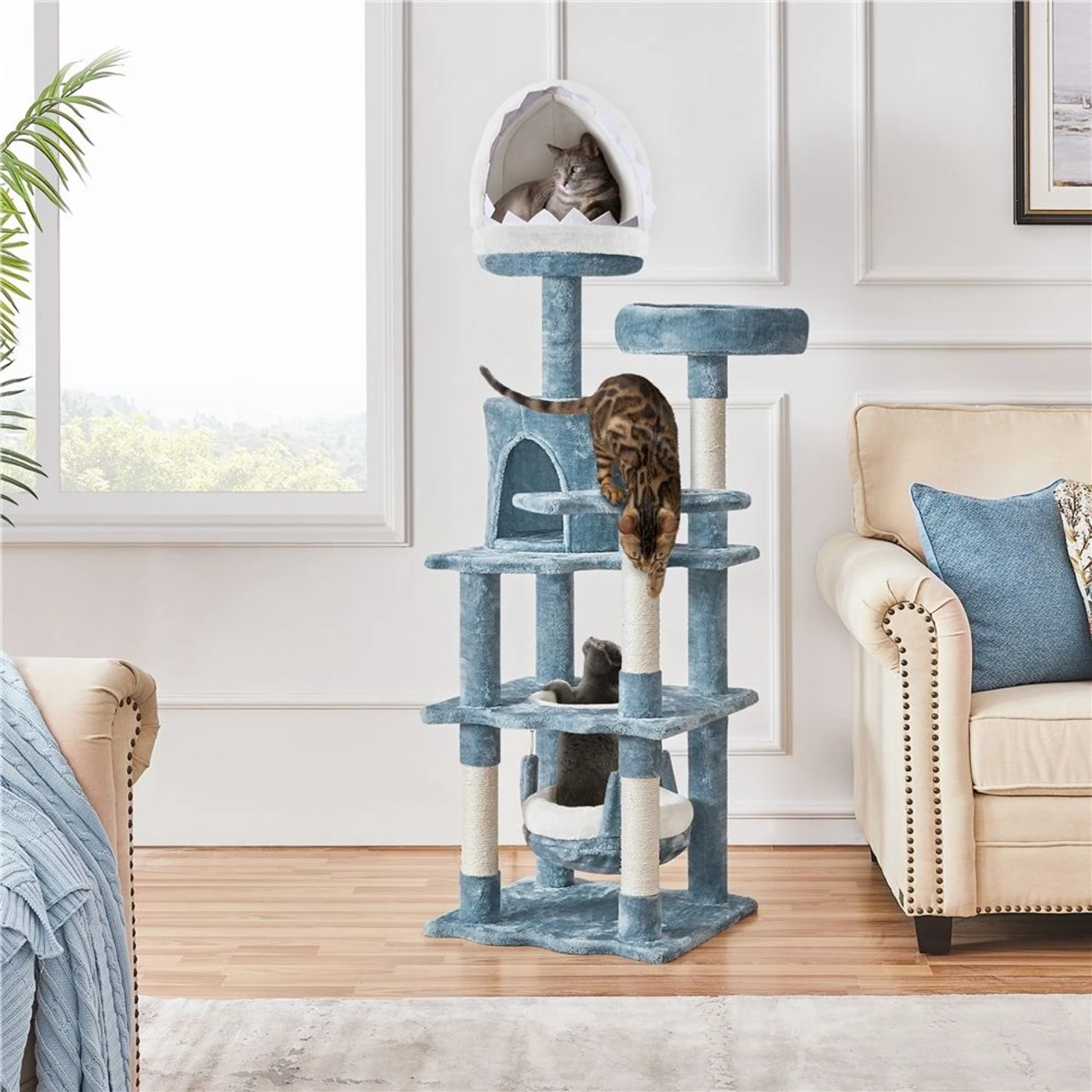 Yaheetech Ocean-Themed 61-in Cat Tree 3 Yaheetech Ocean-Themed 61-in Cat Tree