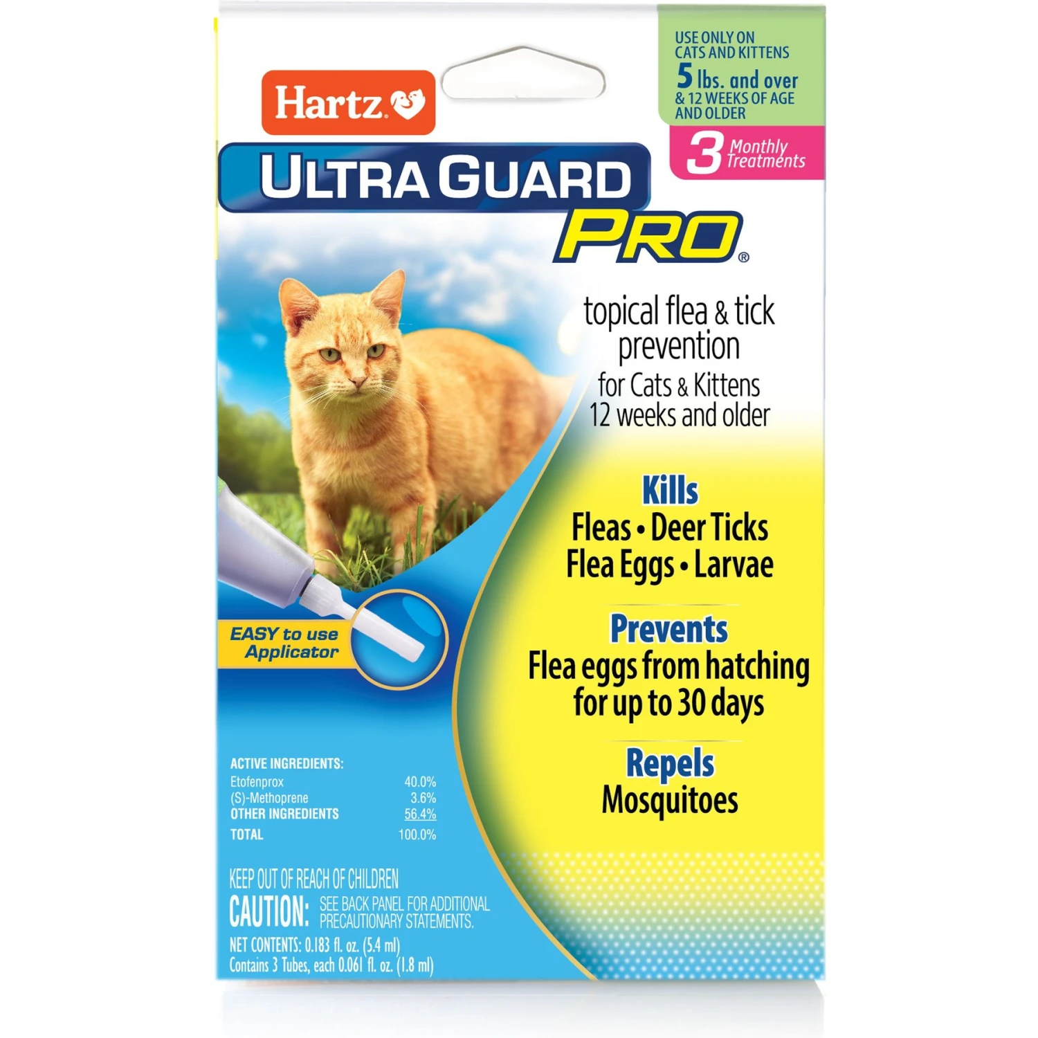 Hartz UltraGuard Pro Flea & Tick Spot Treatment For Cats, Over 5 Lbs 3 Hartz UltraGuard Pro Flea & Tick Spot Treatment For Cats, Over 5 Lbs