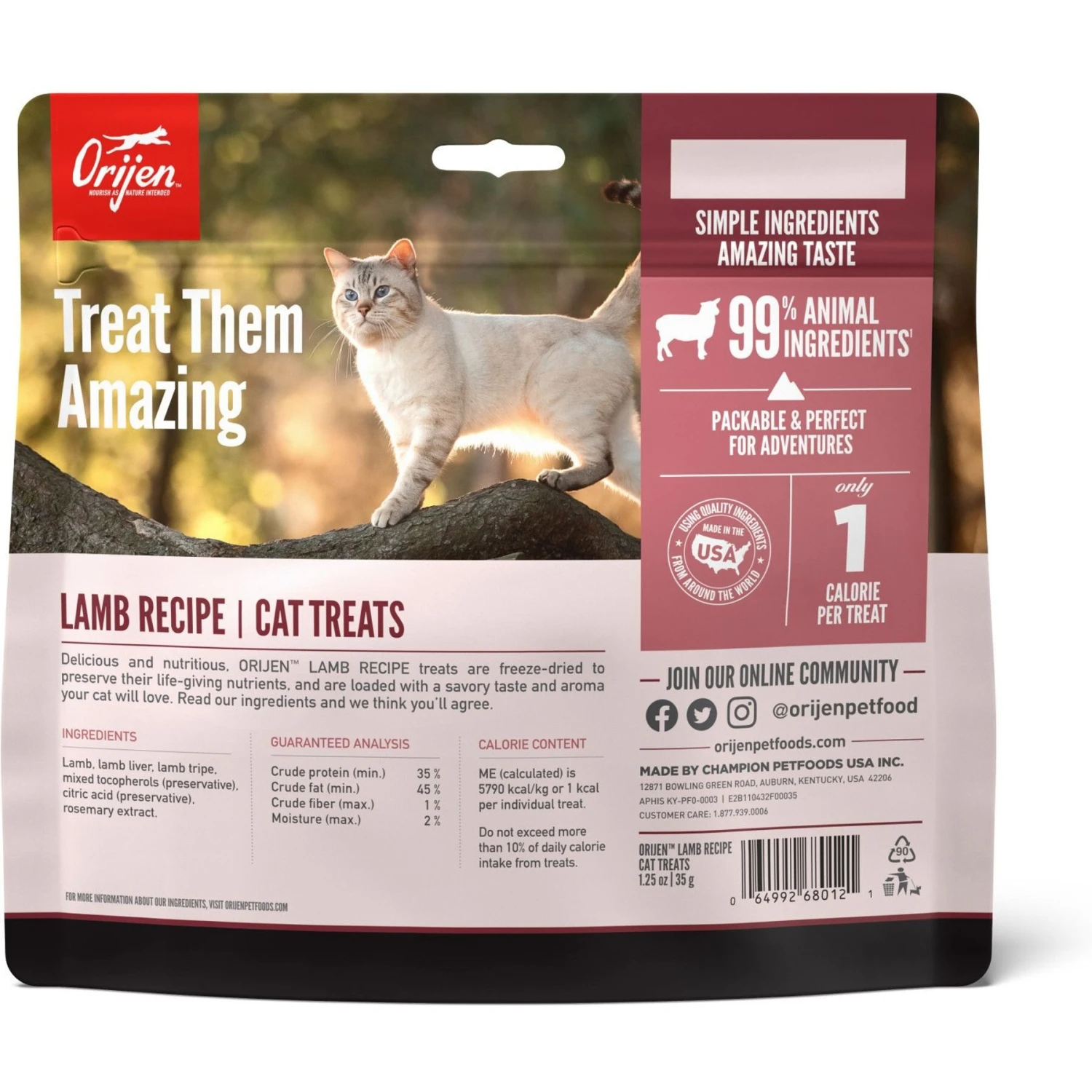 ORIJEN Grass-Fed Lamb Formula Grain-Free Freeze-Dried Cat Treats 4 ORIJEN Grass-Fed Lamb Formula Grain-Free Freeze-Dried Cat Treats - Image 2