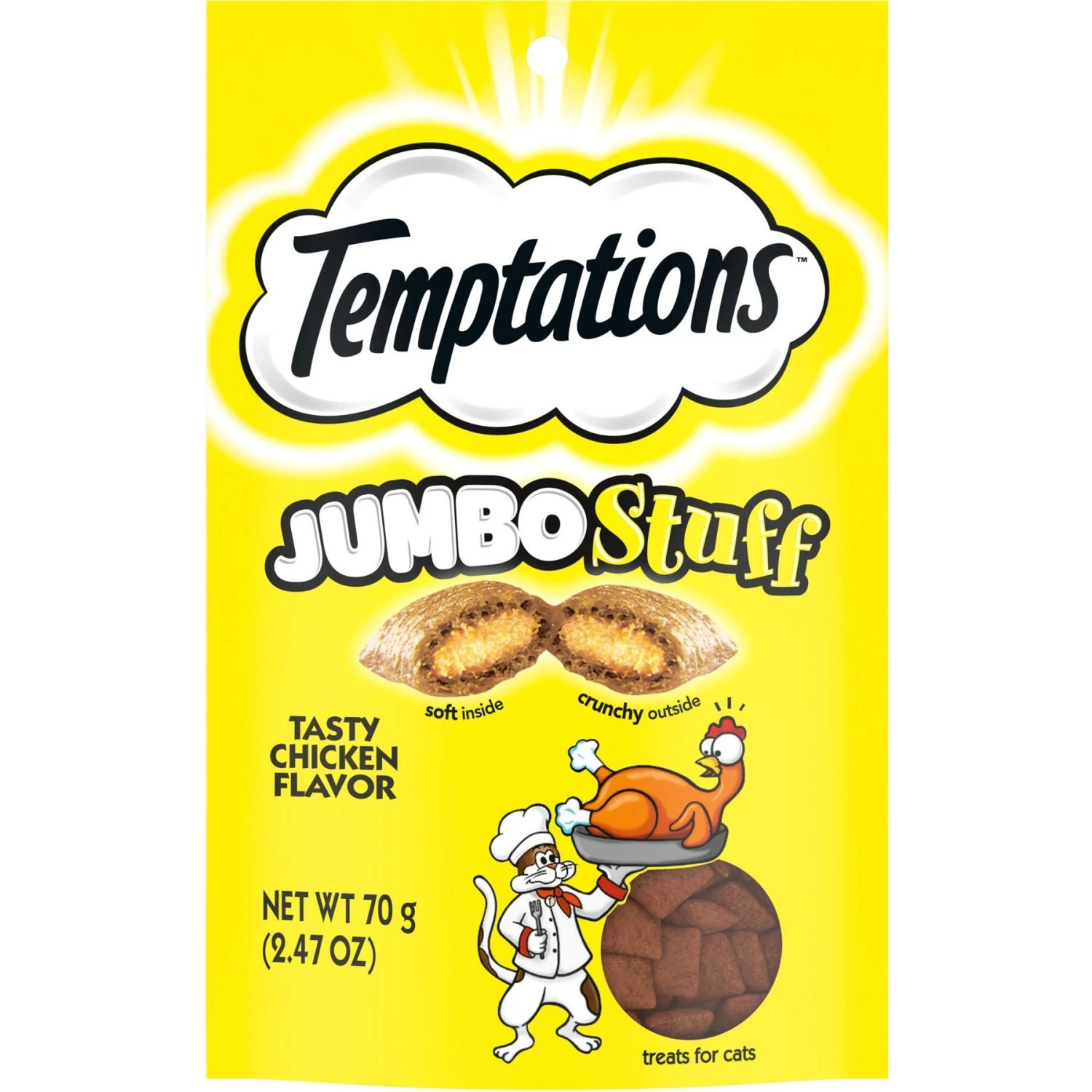 Temptations Jumbo Stuff Tasty Chicken Flavor Soft & Crunchy Cat Treats 3 Temptations Jumbo Stuff Tasty Chicken Flavor Soft & Crunchy Cat Treats