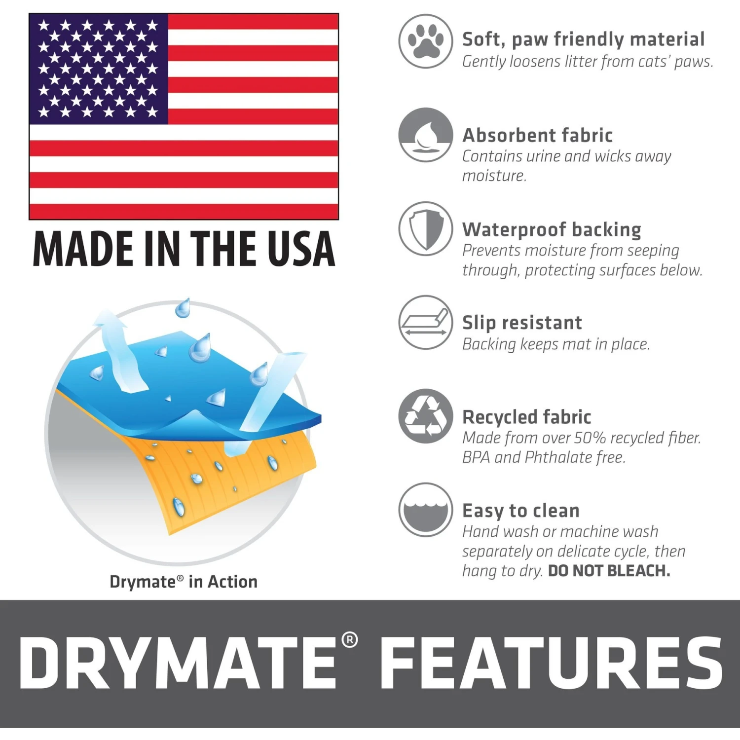 Drymate Protective & Decorative Cat Litter Mat, Brown Stripe, Large, 20-in X 28-in 8 Drymate Protective & Decorative Cat Litter Mat, Brown Stripe, Large, 20-in X 28-in - Image 6