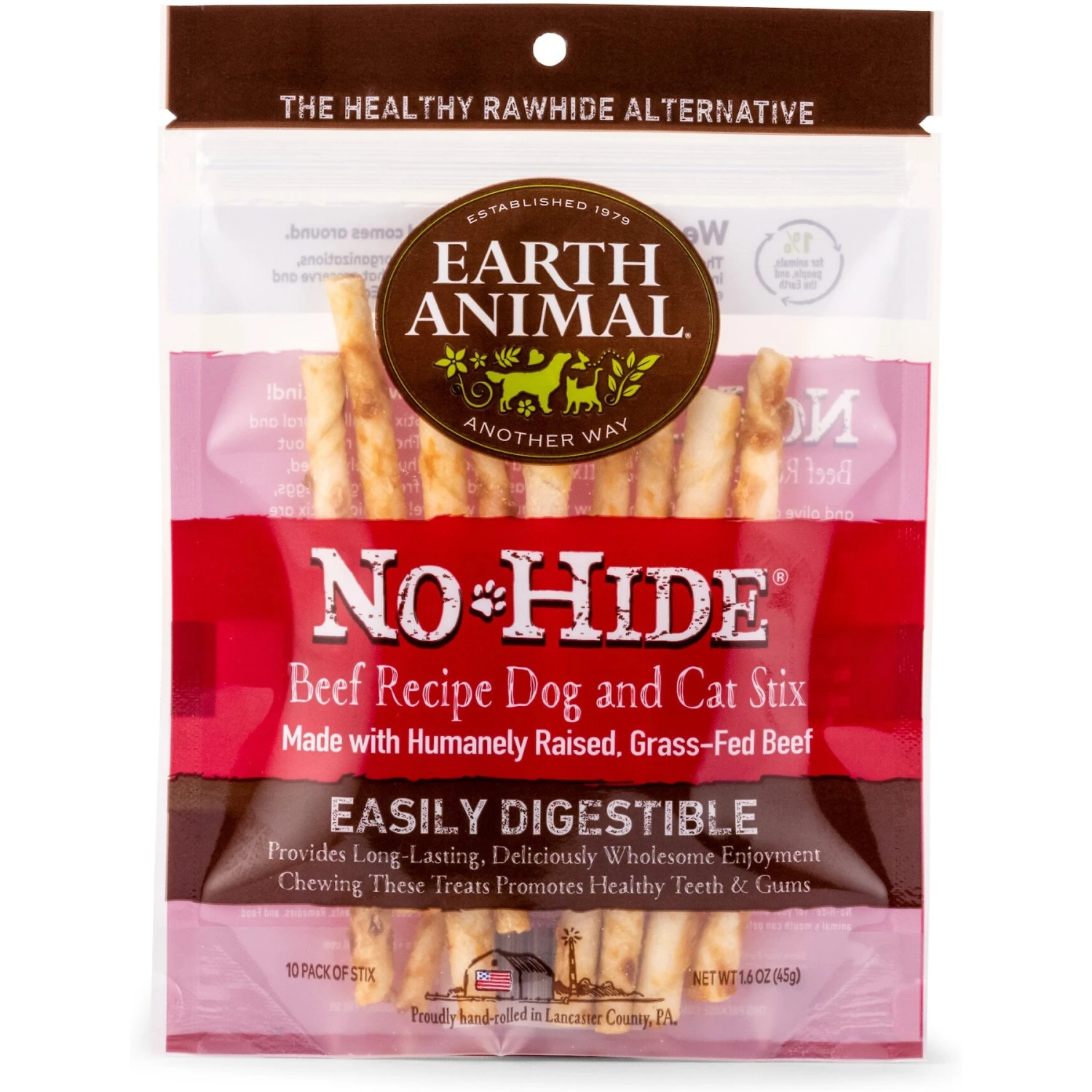 Earth Animal No-Hide Stix Long Lasting Natural Rawhide Alternative Beef Recipe Chew Dog & Cat Treat Sticks 3 Earth Animal No-Hide Stix Long Lasting Natural Rawhide Alternative Beef Recipe Chew Dog & Cat Treat Sticks