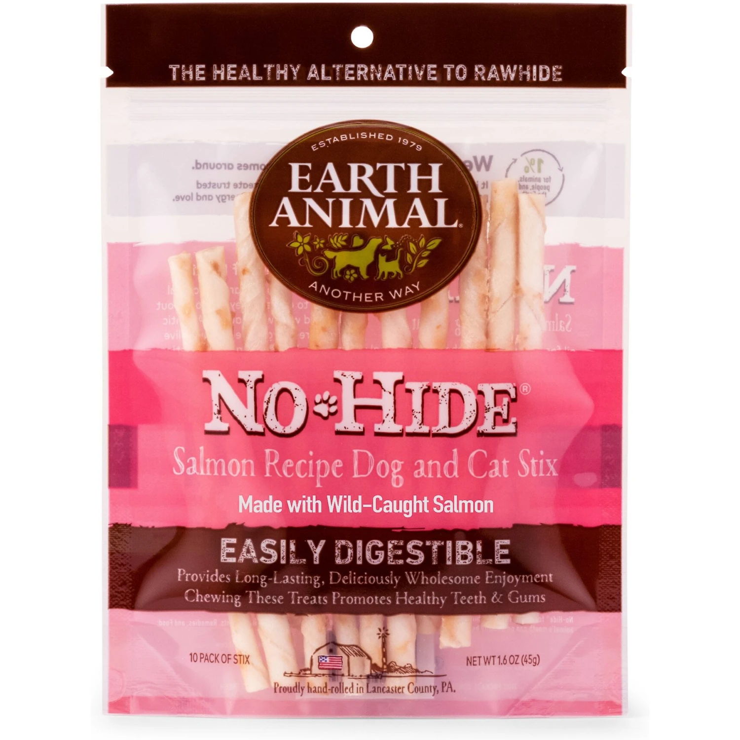Earth Animal No-Hide Stix Long Lasting Natural Rawhide Alternative Salmon Recipe Chew Dog & Cat Treat Sticks 3 Earth Animal No-Hide Stix Long Lasting Natural Rawhide Alternative Salmon Recipe Chew Dog & Cat Treat Sticks