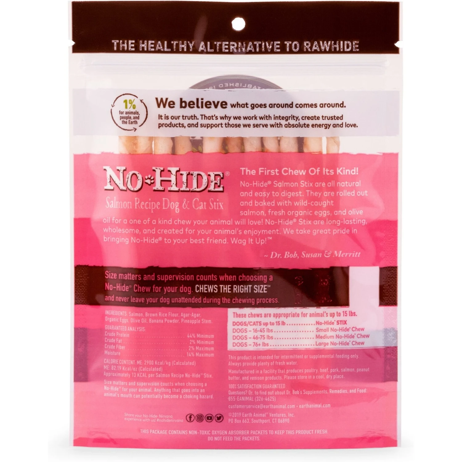 Earth Animal No-Hide Stix Long Lasting Natural Rawhide Alternative Salmon Recipe Chew Dog & Cat Treat Sticks 4 Earth Animal No-Hide Stix Long Lasting Natural Rawhide Alternative Salmon Recipe Chew Dog & Cat Treat Sticks - Image 2