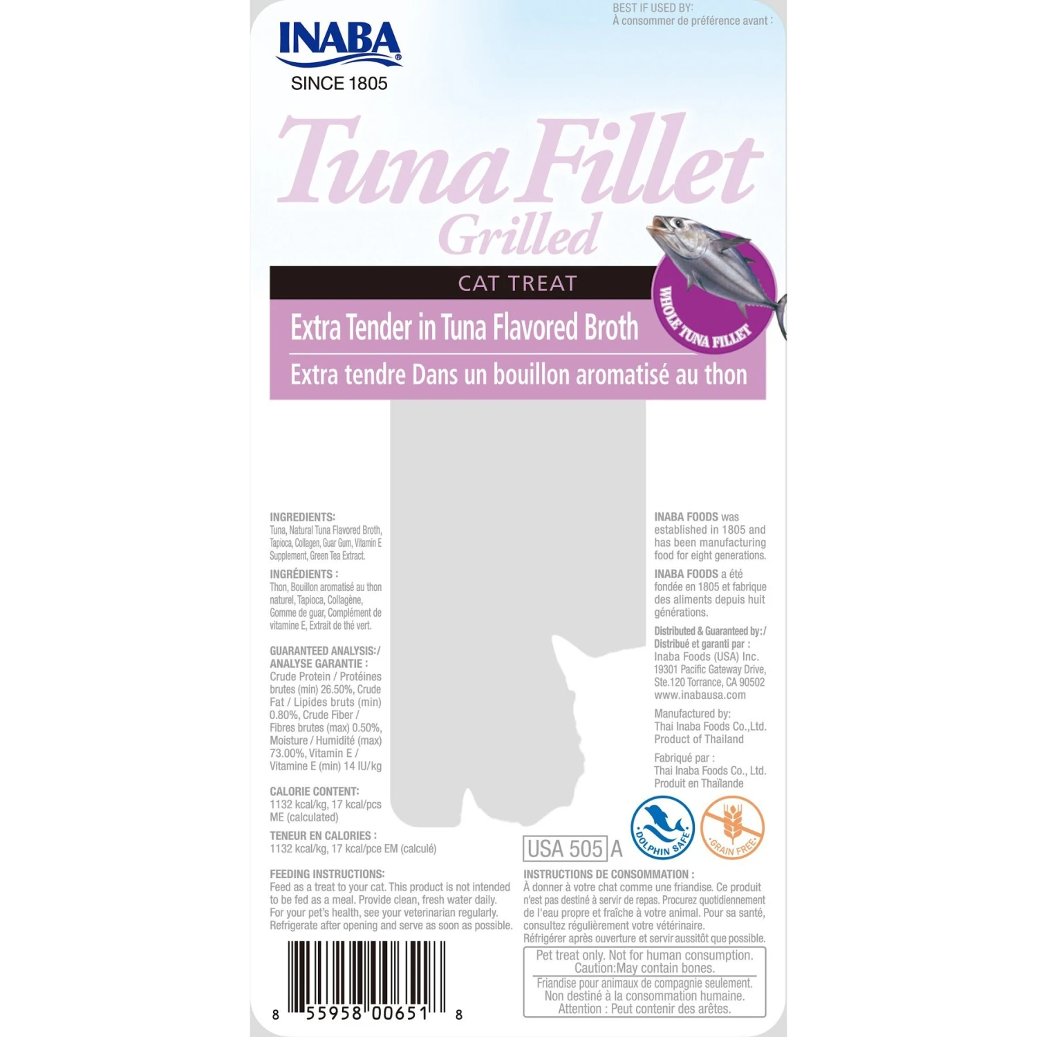 Inaba Extra Tender Grilled Tuna Fillet In Tuna Broth Grain-Free Cat Treat 4 Inaba Extra Tender Grilled Tuna Fillet In Tuna Broth Grain-Free Cat Treat - Image 2