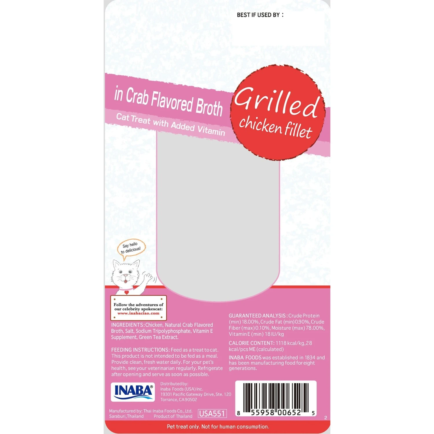 Inaba Ciao Grain-Free Grilled Chicken Fillet In Crab Flavored Broth Cat Treat 4 Inaba Ciao Grain-Free Grilled Chicken Fillet In Crab Flavored Broth Cat Treat - Image 2