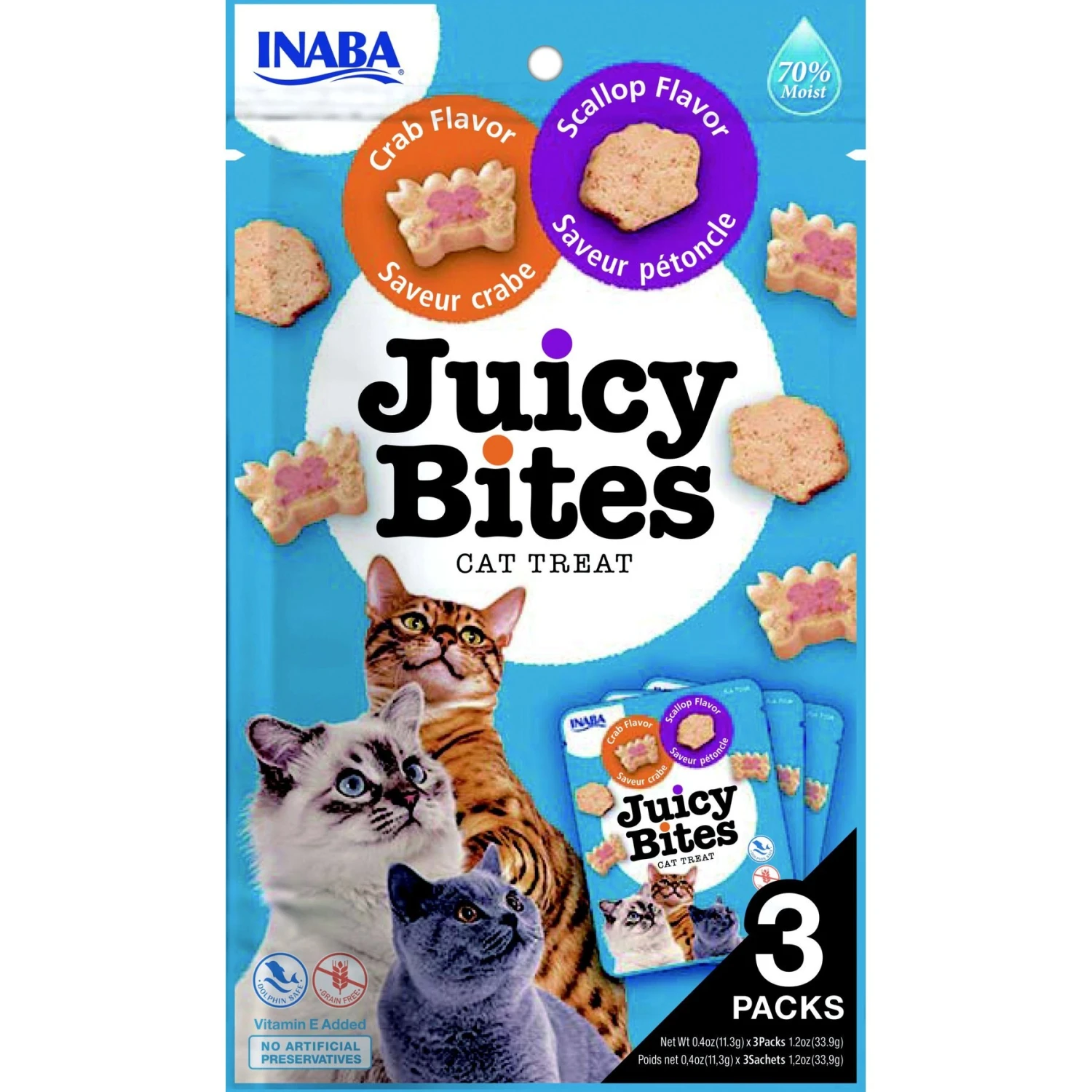 Inaba Juicy Bites Scallop & Crab Flavor Soft & Chewy Cat Treats, 0.4-oz Pouch, 3 Count 3 Inaba Juicy Bites Scallop & Crab Flavor Soft & Chewy Cat Treats, 0.4-oz Pouch, 3 Count