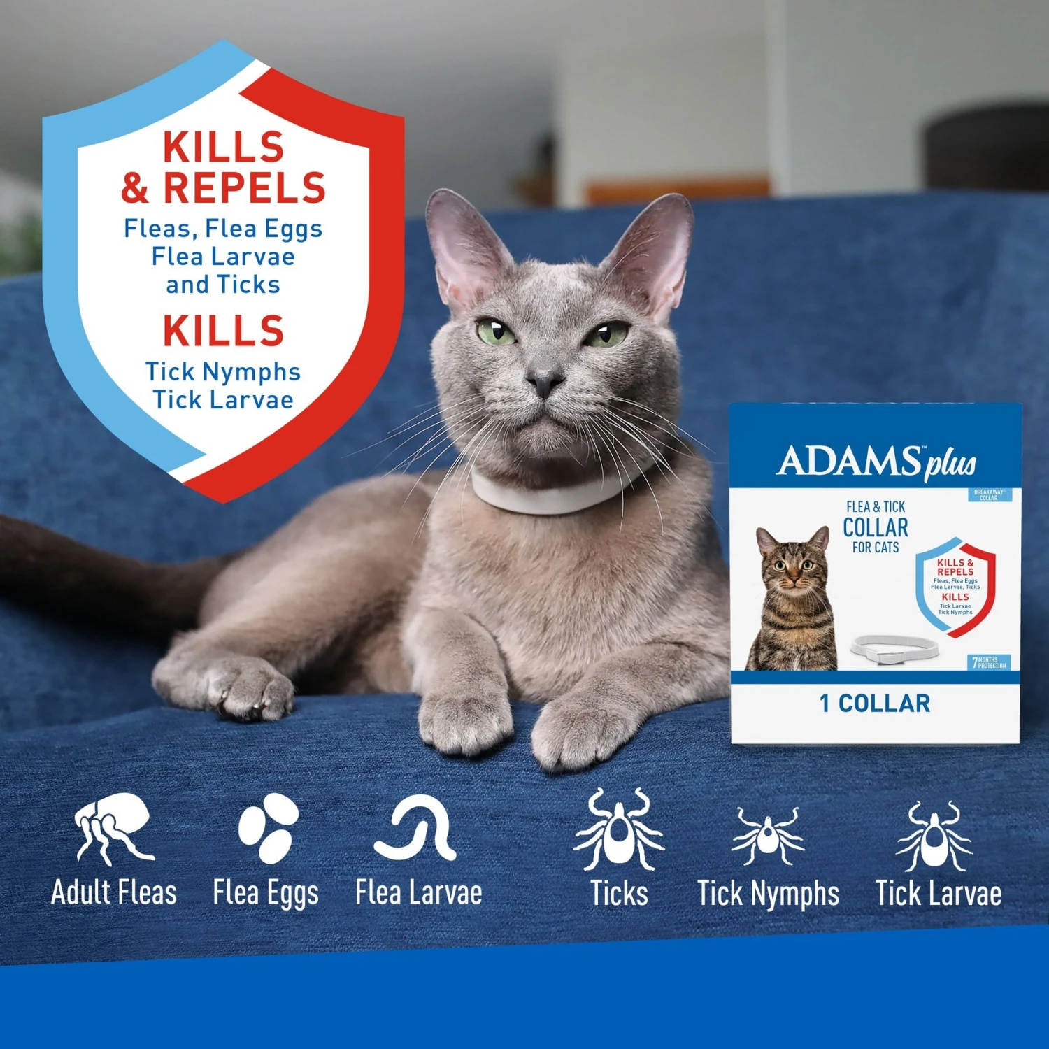 Adams® Adams Plus Flea & Tick Collar For Cats & Kittens 4 Adams® Adams Plus Flea & Tick Collar For Cats & Kittens - Image 2