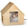 K&H Pet Products Birchwood Manor Wooden Outdoor Heated Cat House, Natural Wood