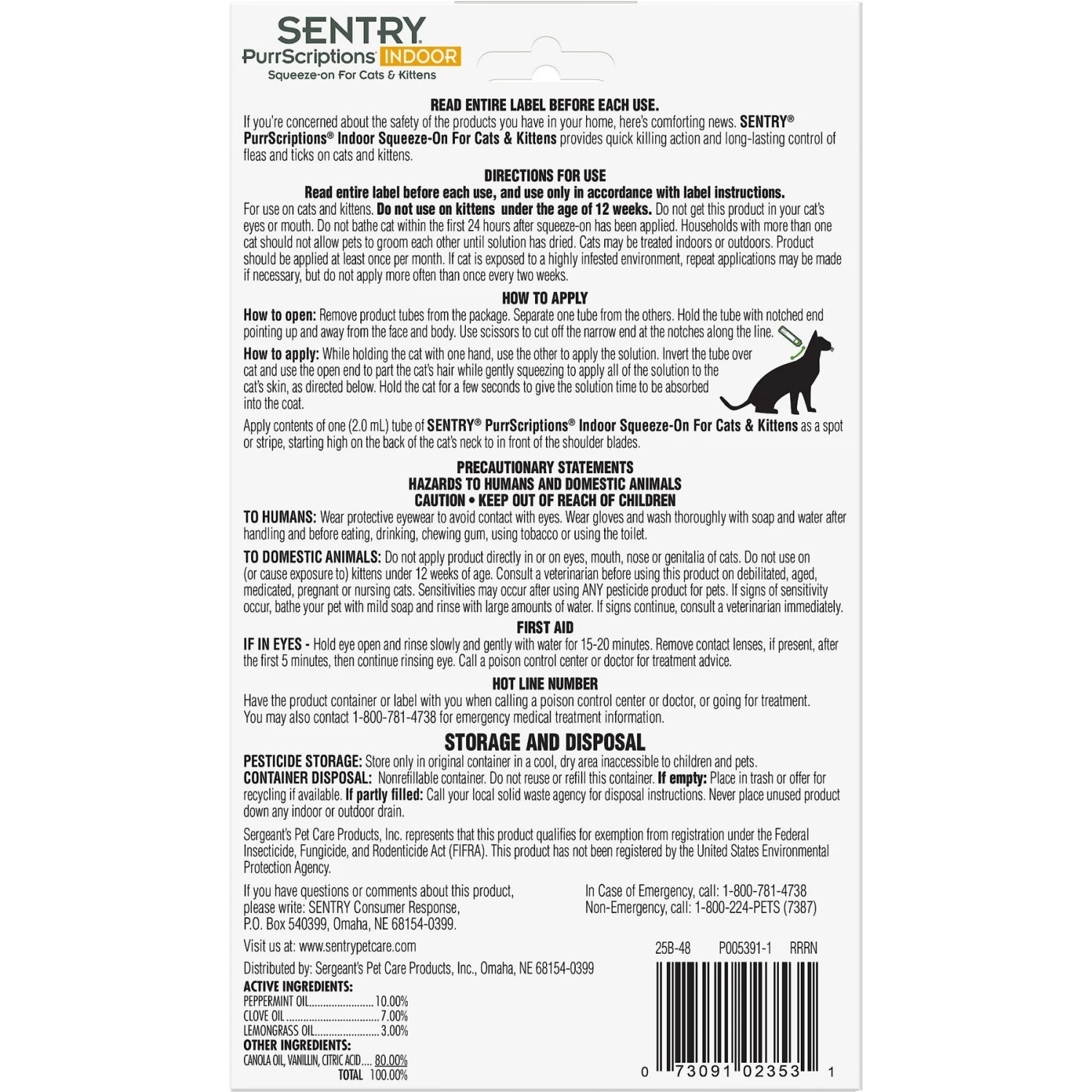 Sentry PurrScriptions Flea & Tick Spot Treatment For Cats 4 Sentry PurrScriptions Flea & Tick Spot Treatment For Cats - Image 2
