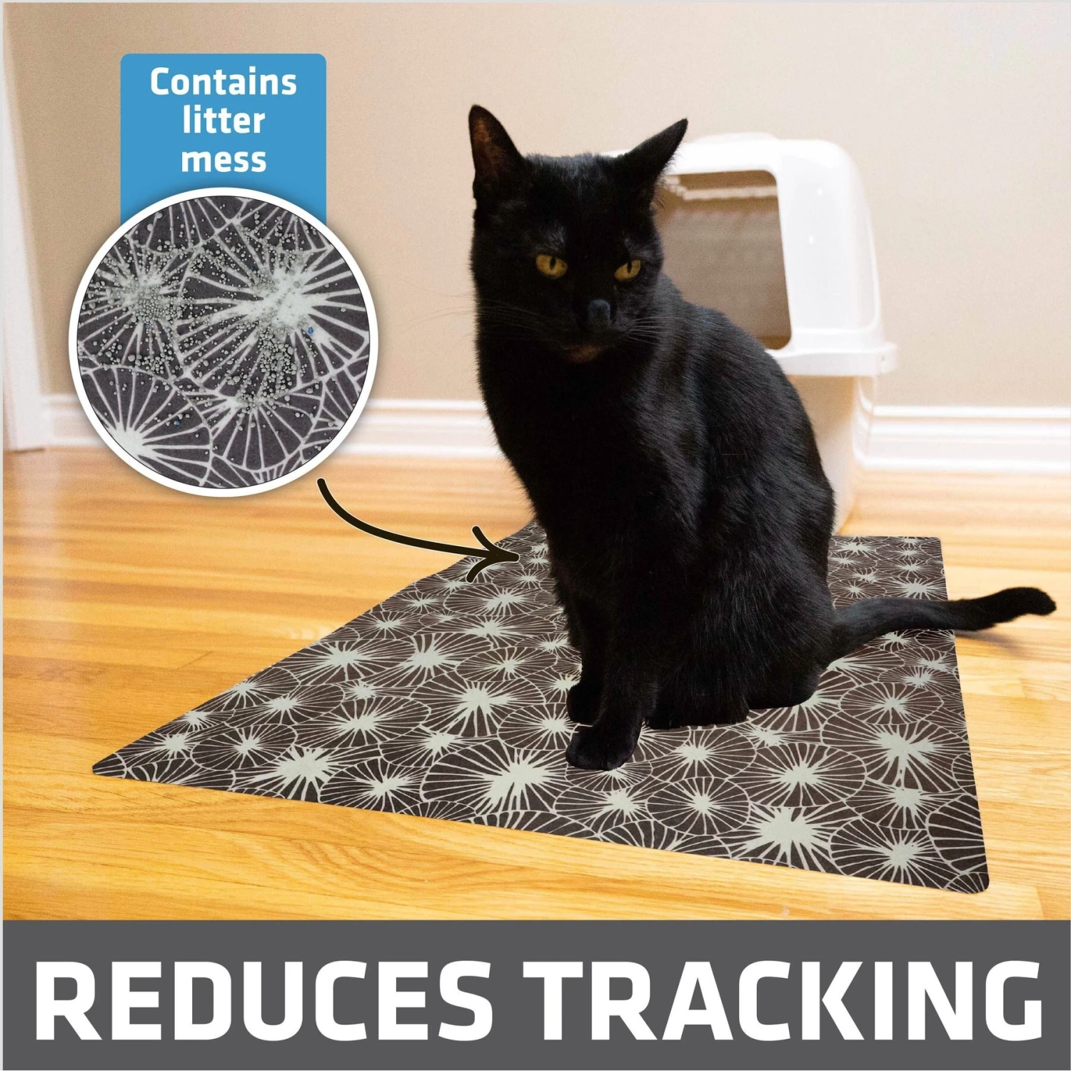 Drymate Protective & Decorative Cat Litter Mat, Kahopo Grey, Large, 20-in X 28-in 4 Drymate Protective & Decorative Cat Litter Mat, Kahopo Grey, Large, 20-in X 28-in - Image 2