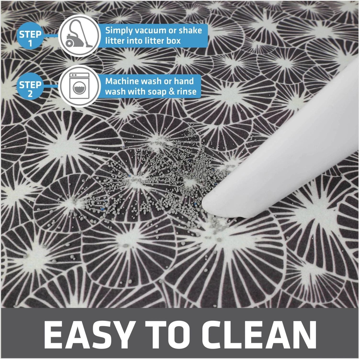 Drymate Protective & Decorative Cat Litter Mat, Kahopo Grey, Large, 20-in X 28-in 6 Drymate Protective & Decorative Cat Litter Mat, Kahopo Grey, Large, 20-in X 28-in - Image 4