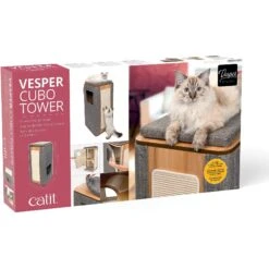 Vesper Cubo Tower 34.25-in Modern Cat Condo -Trixie || Catit || Nature's Miracle Shop 182899 PT1. AC SS1800 V1628002268