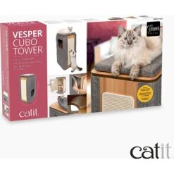 Vesper Cubo Tower 34.25-in Modern Cat Condo -Trixie || Catit || Nature's Miracle Shop 182899 PT5. AC SS1800 V1627687643
