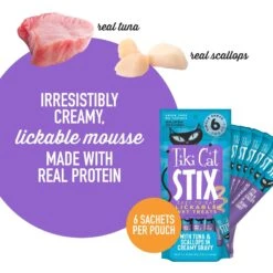 Tiki Cat Stix Tuna & Scallops In Creamy Gravy Grain-Free Wet Cat Treat, 3-oz Pouch, Pack Of 6 -Trixie || Catit || Nature's Miracle Shop 186313 PT3. AC SS1800 V1702665630