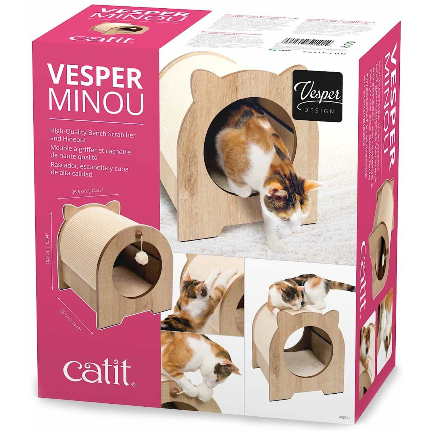 Vesper Minou 15.94-in Modern Cat Scratcher With Toy 4 Vesper Minou 15.94-in Modern Cat Scratcher With Toy - Image 2