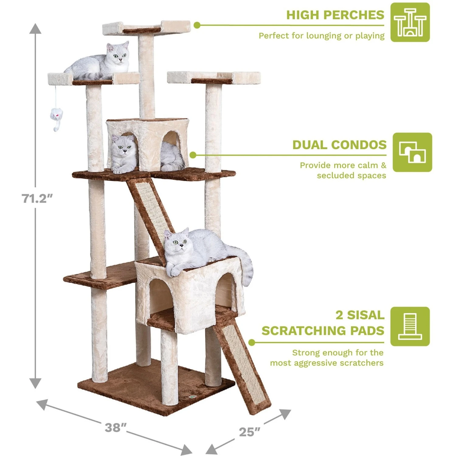 Go Pet Club 71-in Faux Fur Cat Tree & Condo 4 Go Pet Club 71-in Faux Fur Cat Tree & Condo - Image 2