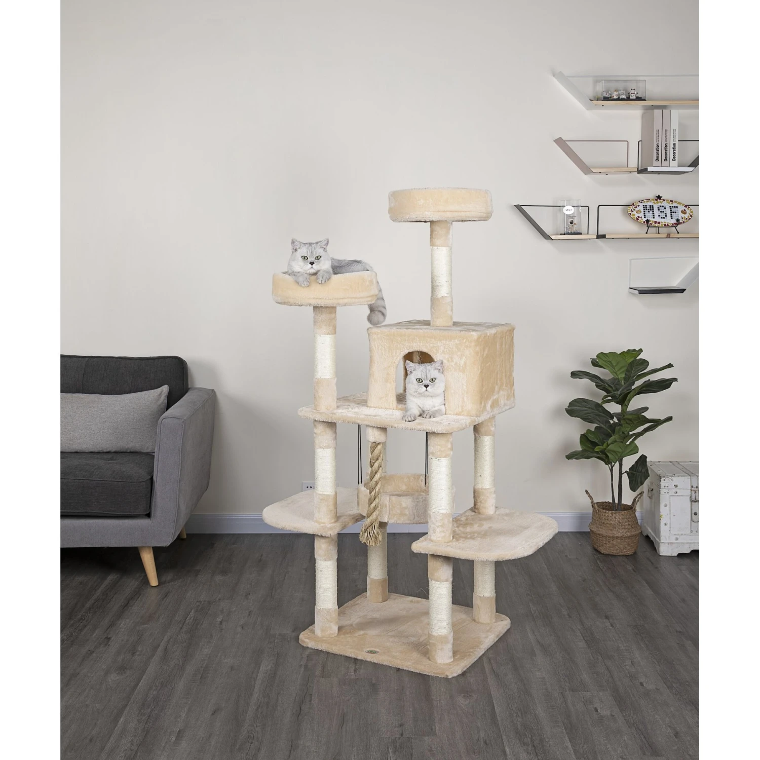 Go Pet Club 61.5-in Faux Fur Cat Tree & Condo 3 Go Pet Club 61.5-in Faux Fur Cat Tree & Condo
