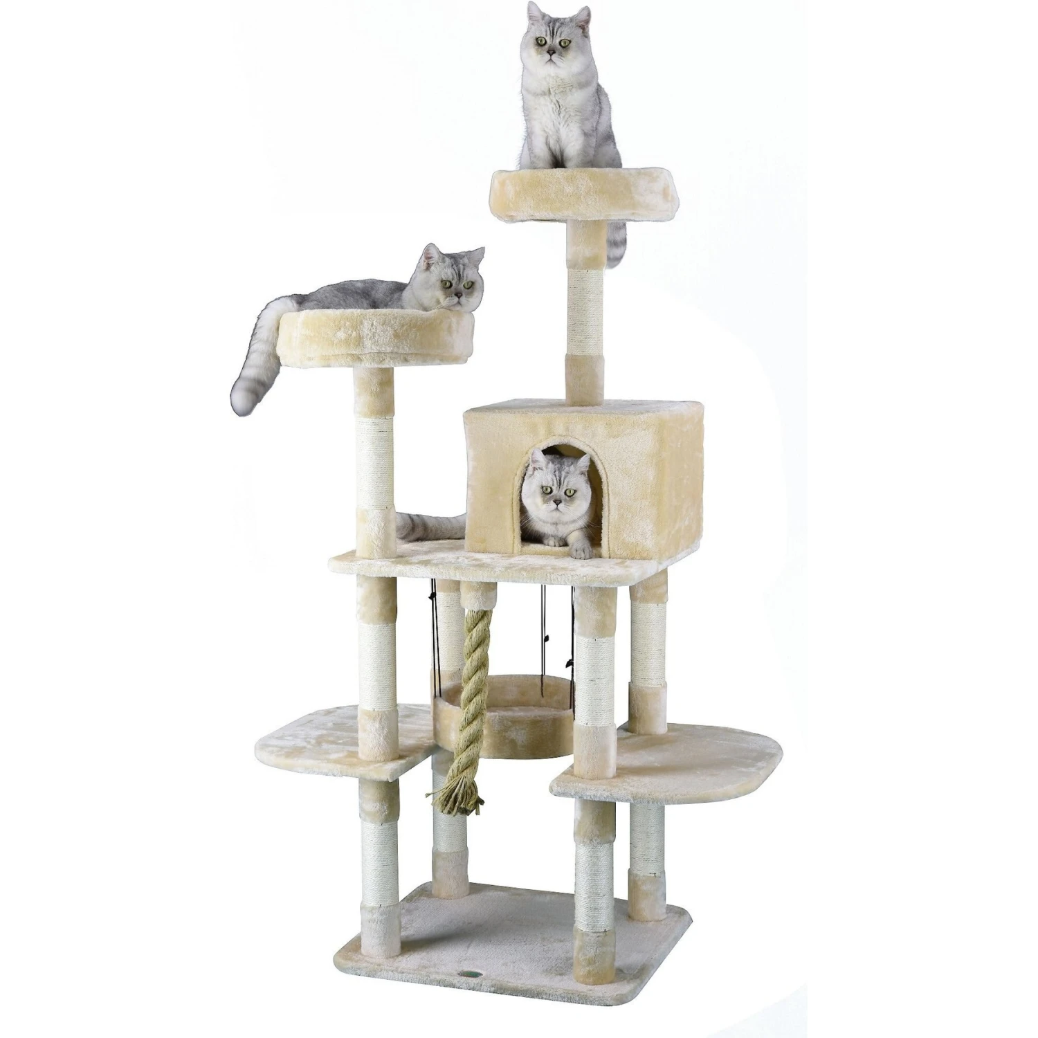Go Pet Club 61.5-in Faux Fur Cat Tree & Condo 4 Go Pet Club 61.5-in Faux Fur Cat Tree & Condo - Image 2