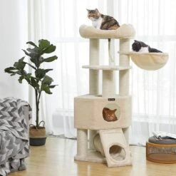 FEANDREA 55.5-in Faux Fleece Cat Tree & Condo