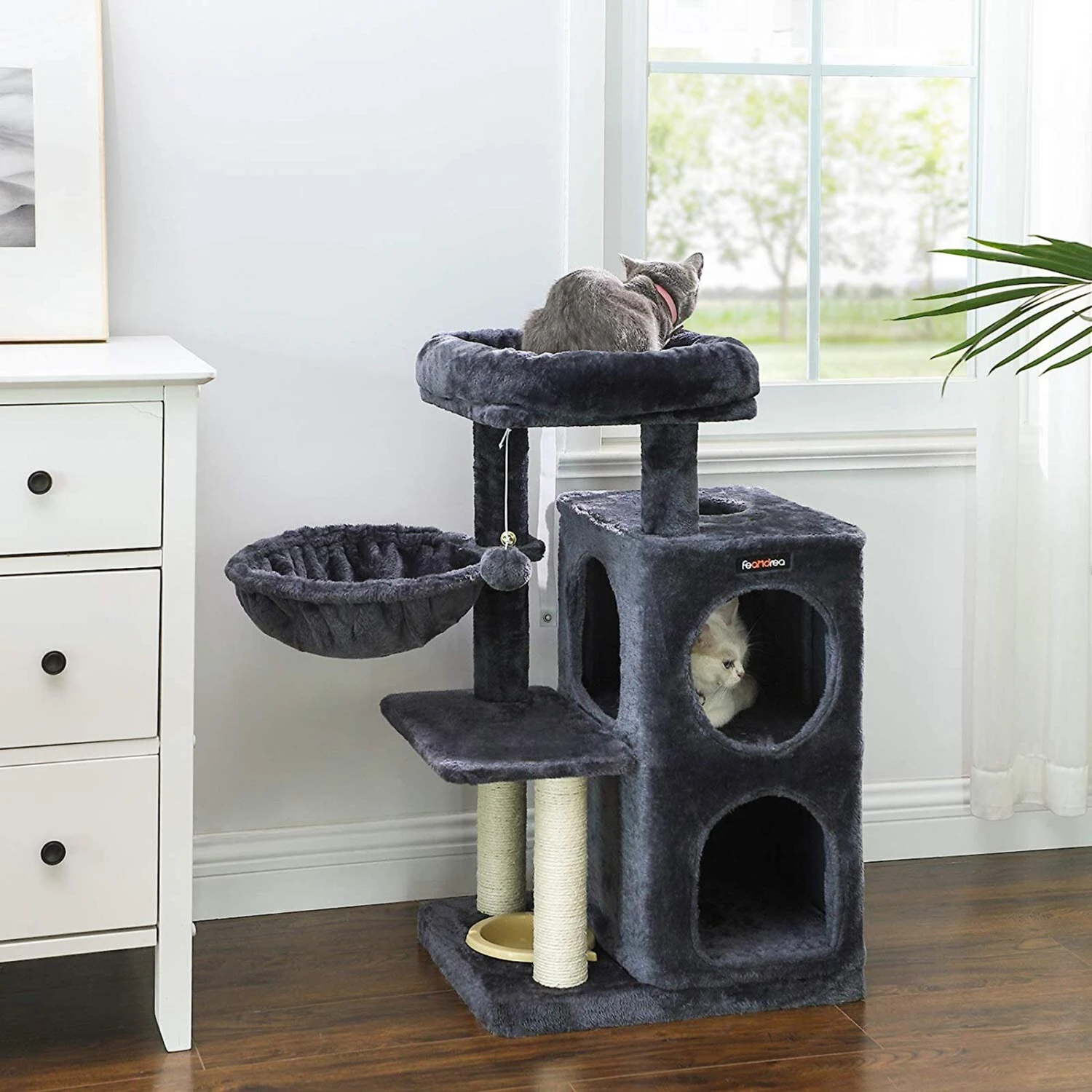 FEANDREA 32.7-in Faux Fleece Cat Tree & Condo 3 FEANDREA 32.7-in Faux Fleece Cat Tree & Condo