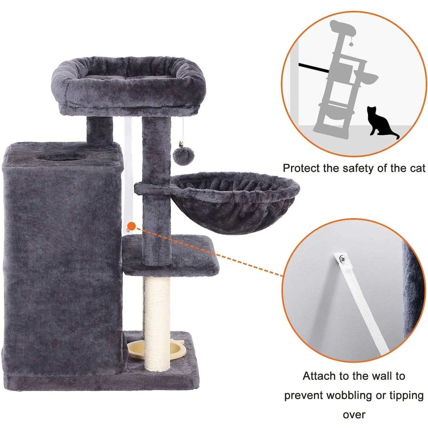 FEANDREA 32.7-in Faux Fleece Cat Tree & Condo 6 FEANDREA 32.7-in Faux Fleece Cat Tree & Condo - Image 4