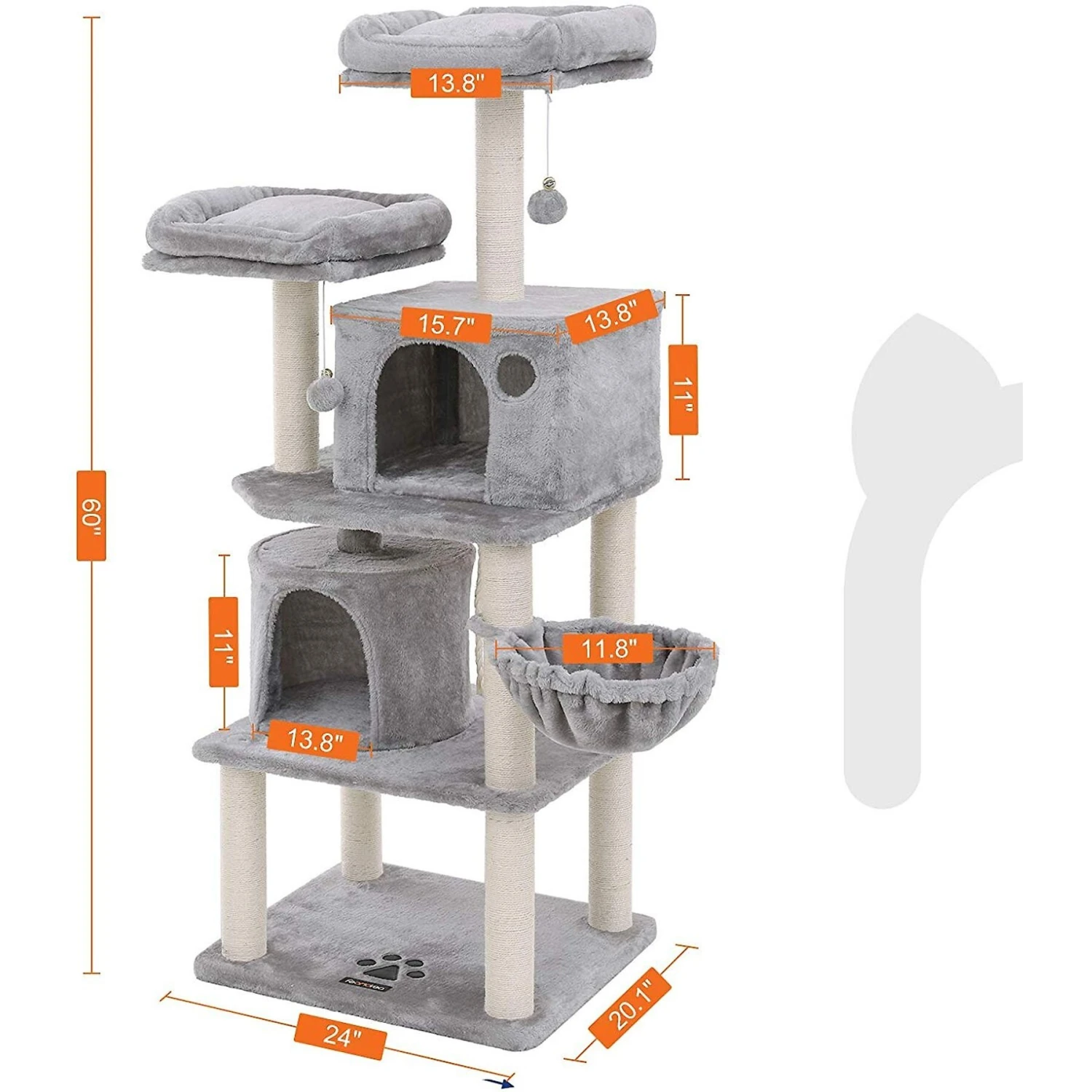 FEANDREA 55.1-in Faux Fleece Cat Tree & Condo 4 FEANDREA 55.1-in Faux Fleece Cat Tree & Condo - Image 2