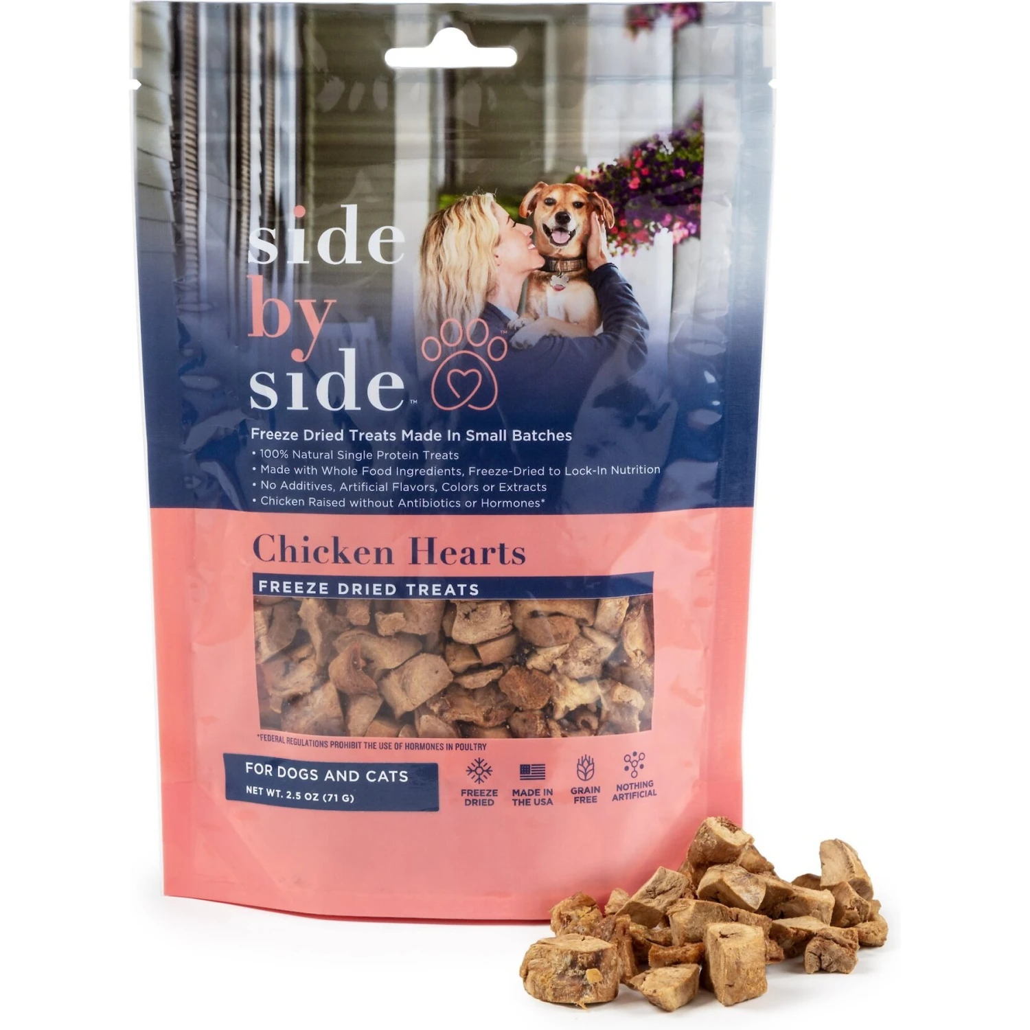 Side By Side Chicken Hearts Freeze-Dried Dog & Cat Treats, 2.5-oz Bag 4 Side By Side Chicken Hearts Freeze-Dried Dog & Cat Treats, 2.5-oz Bag - Image 2