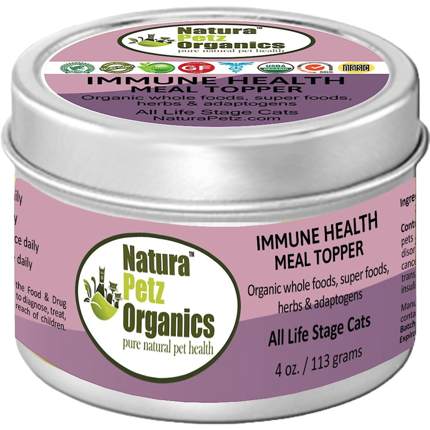 Natura Petz Organics Immune Health Turkey Flavored Powder Immune Supplement For Cats, 4-oz Tin 3 Natura Petz Organics Immune Health Turkey Flavored Powder Immune Supplement For Cats, 4-oz Tin