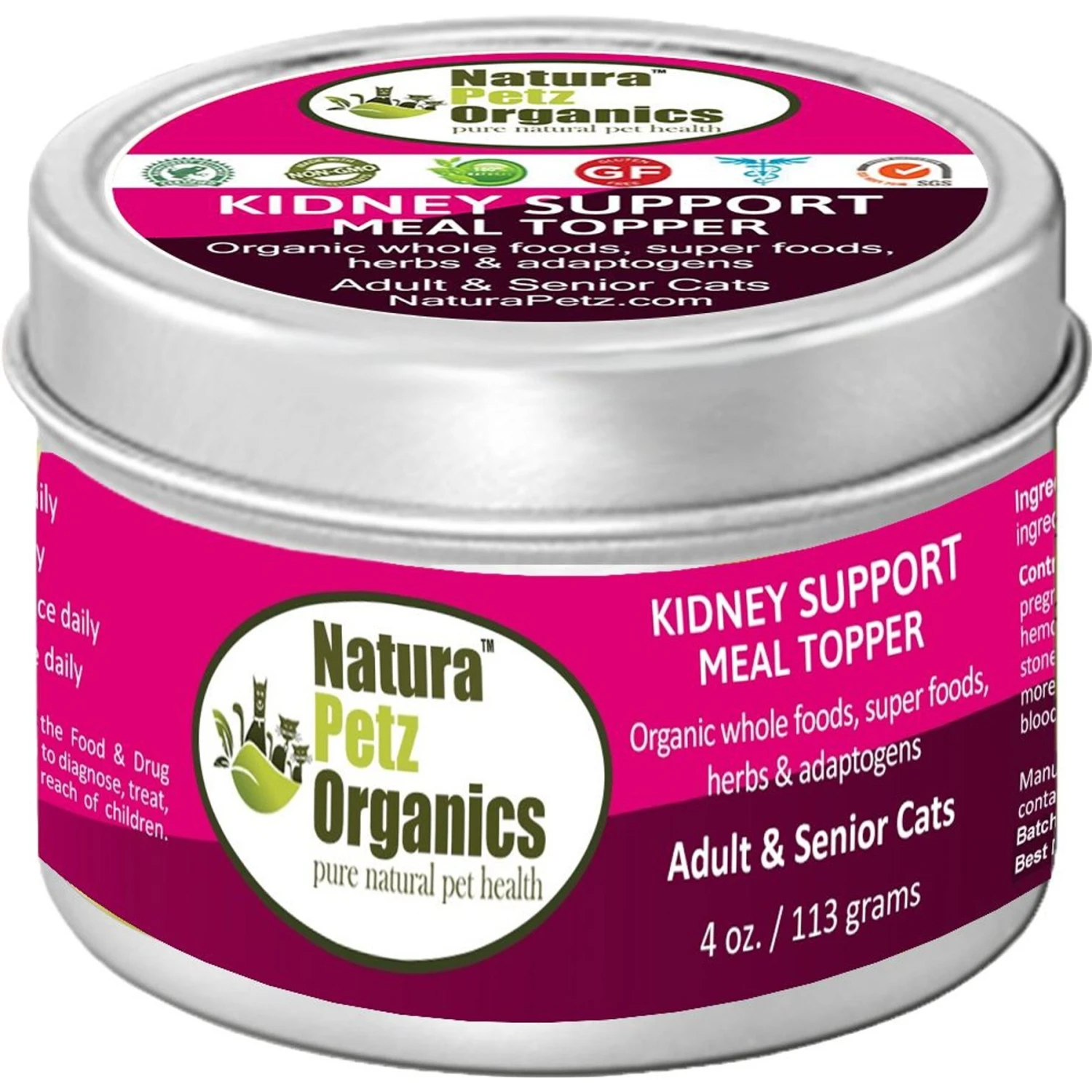 Natura Petz Organics Kidney Support Turkey Flavored Powder Kidney Supplement For Cats, 4-oz Tin 3 Natura Petz Organics Kidney Support Turkey Flavored Powder Kidney Supplement For Cats, 4-oz Tin