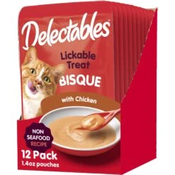 Hartz Delectables Bisque Non-Seafood Recipe With Chicken Wet Cat Treat, 1.4-oz, Case Of 12
