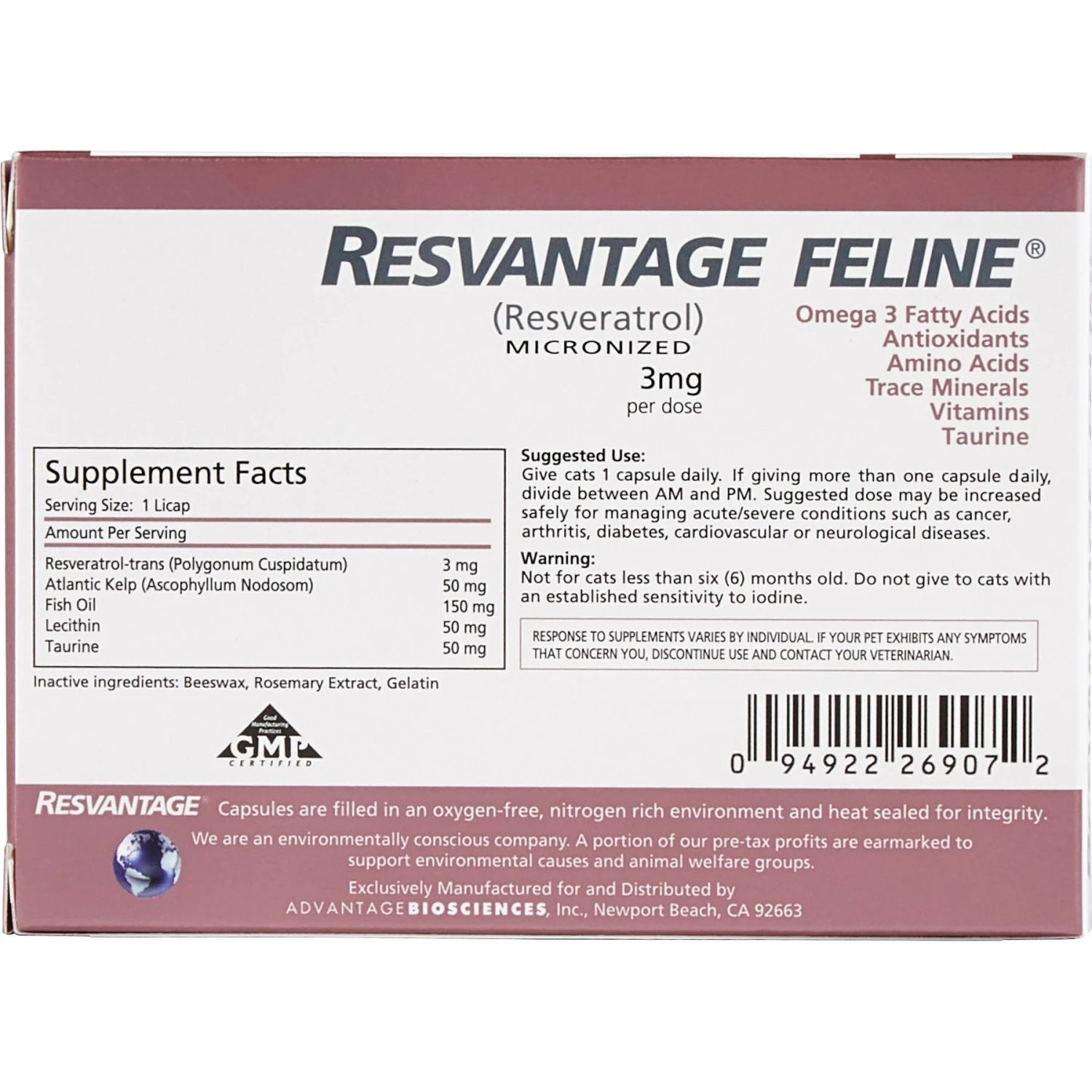 Resvantage Feline Longevity Cat Supplement 4 Resvantage Feline Longevity Cat Supplement - Image 2