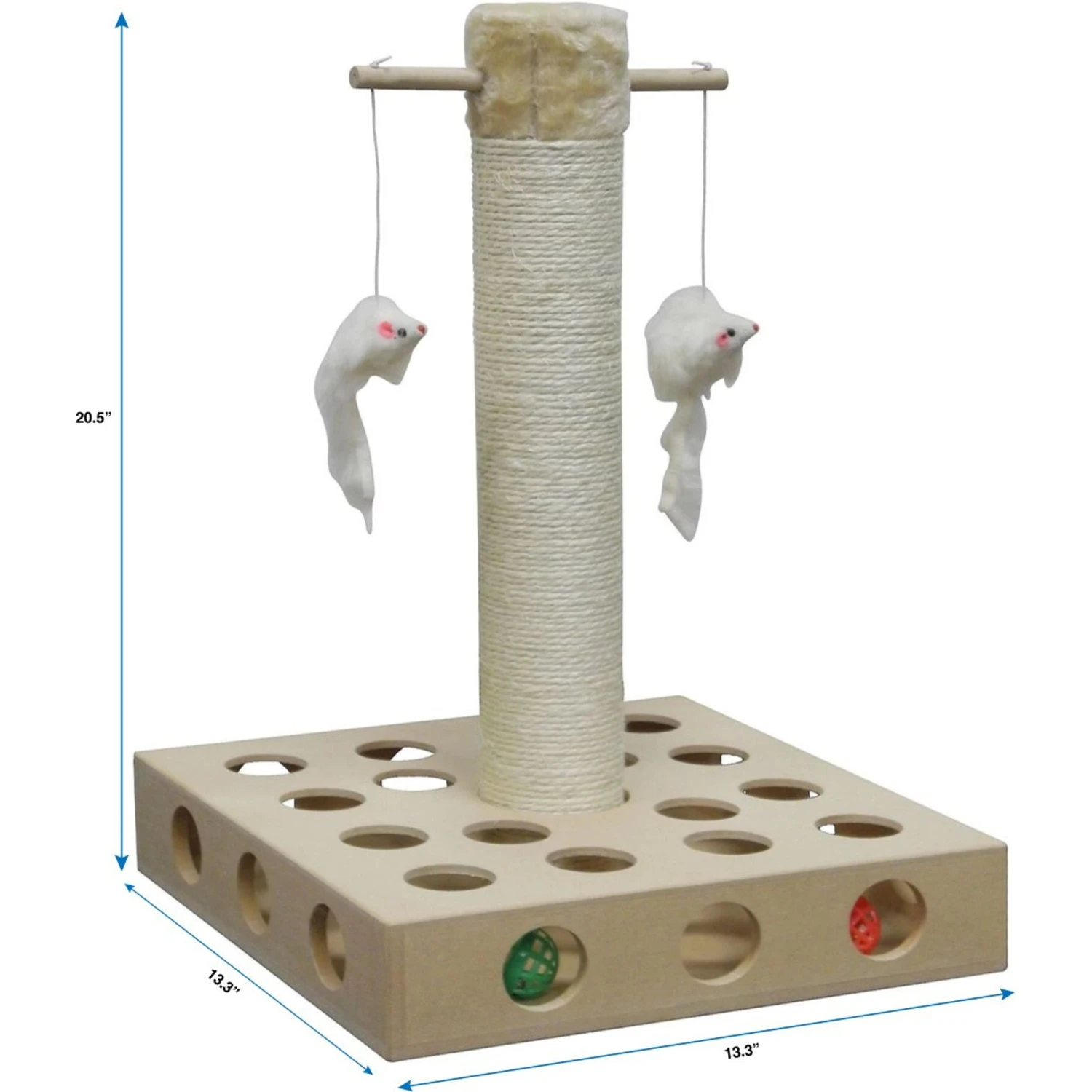 Go Pet Club 20-in IQ Busy Box Cat Scratching Post & Toys, Beige 6 Go Pet Club 20-in IQ Busy Box Cat Scratching Post & Toys, Beige - Image 4