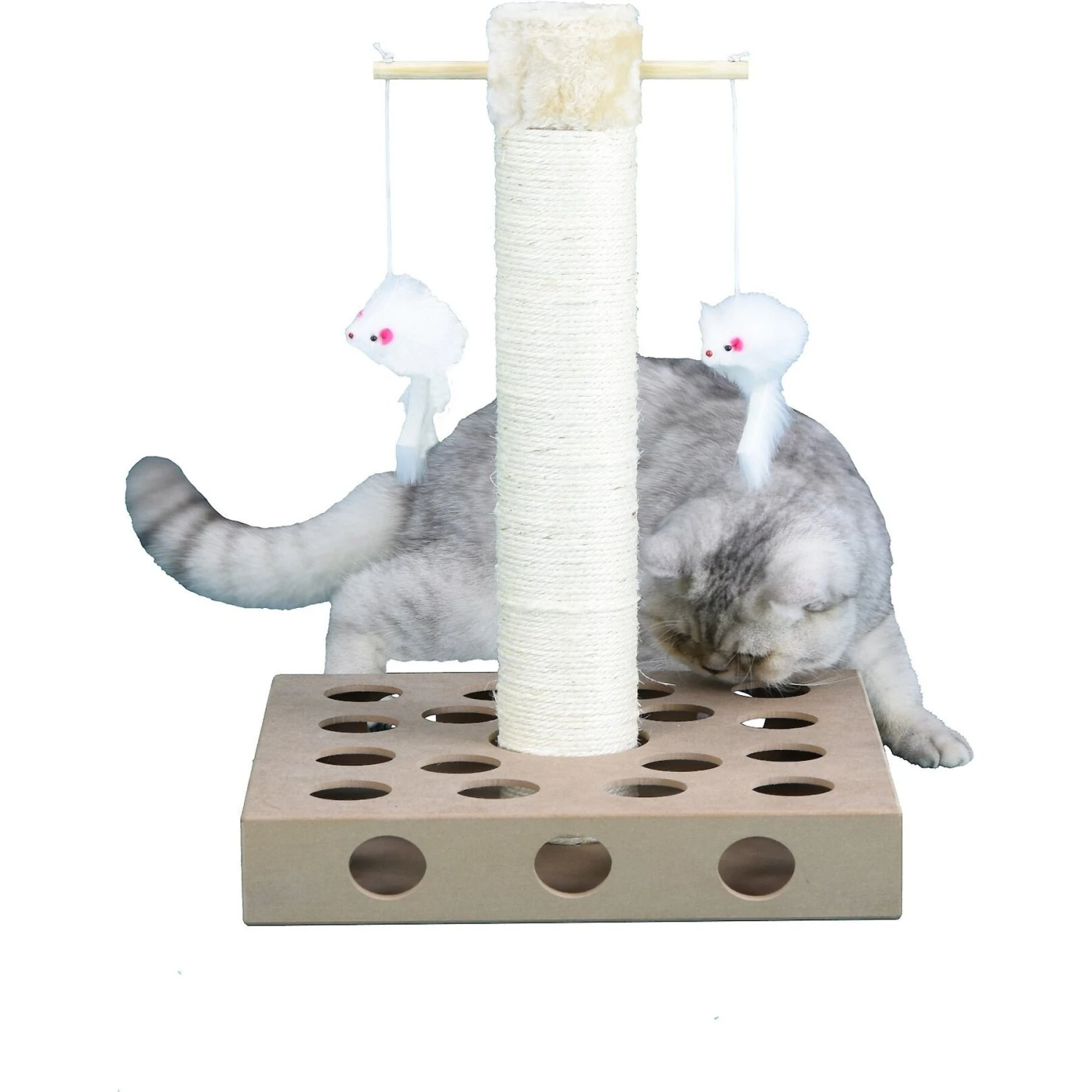 Go Pet Club 20-in IQ Busy Box Cat Scratching Post & Toys, Beige 4 Go Pet Club 20-in IQ Busy Box Cat Scratching Post & Toys, Beige - Image 2