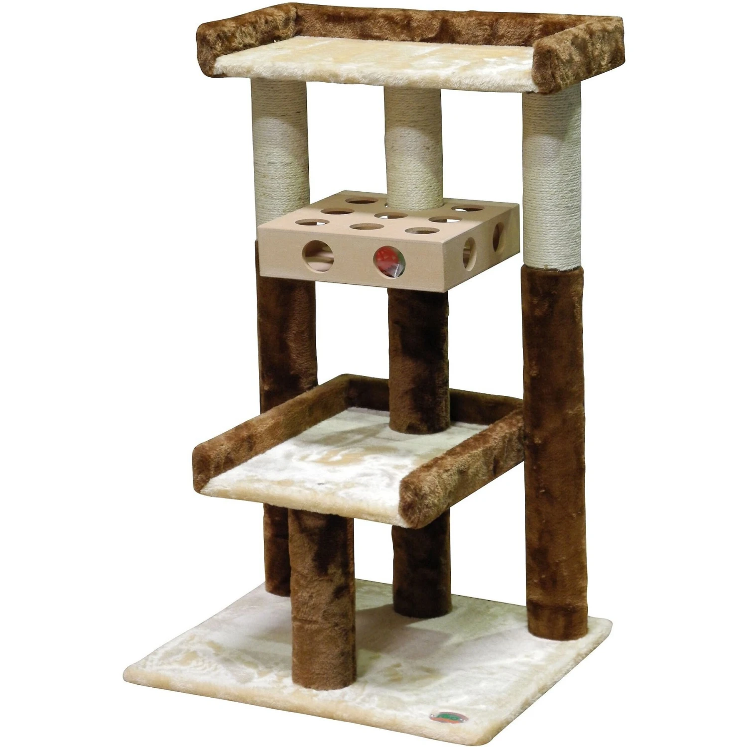Go Pet Club 34-in IQ Busy Box Cat Tree, Beige 5 Go Pet Club 34-in IQ Busy Box Cat Tree, Beige - Image 3