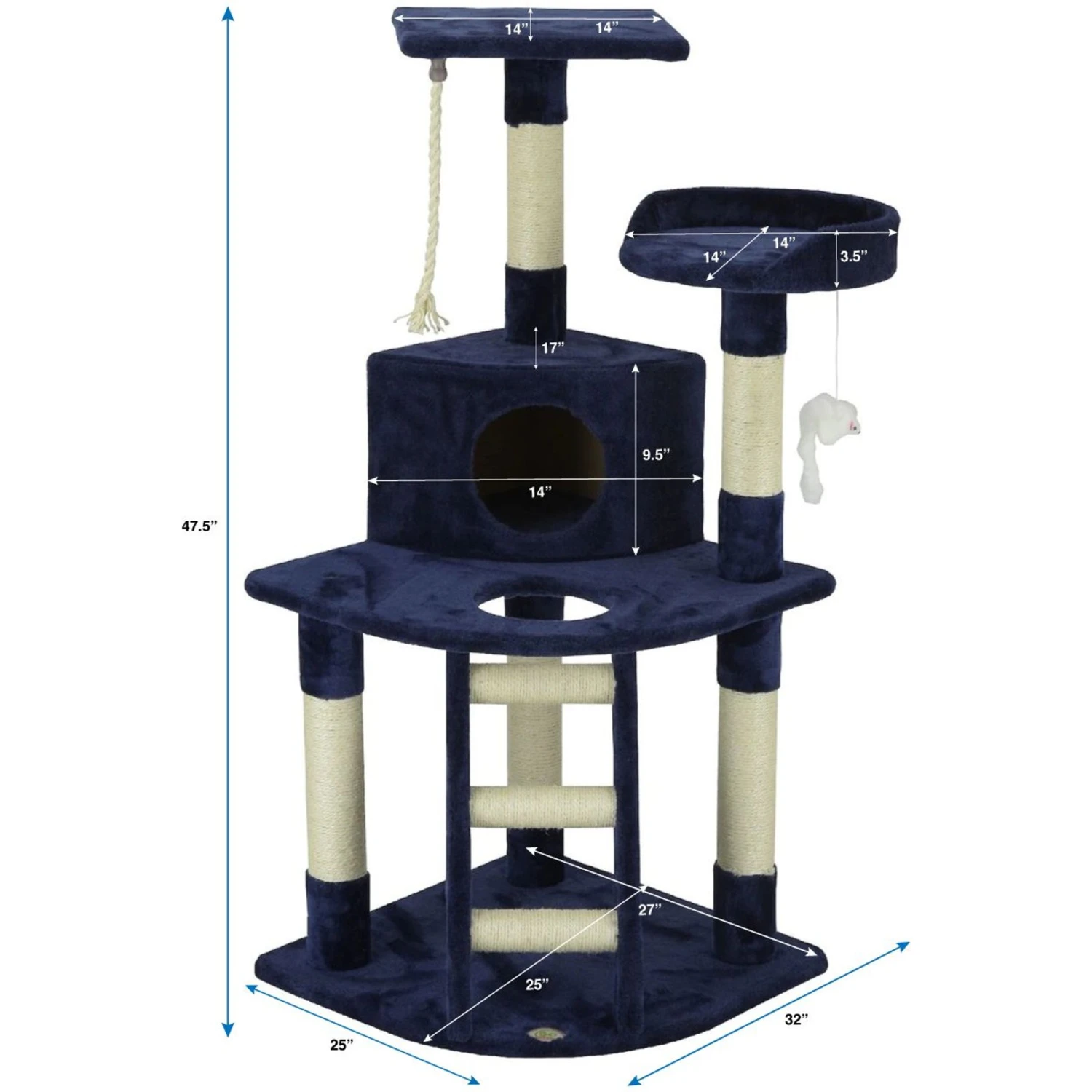 Go Pet Club 48-in Classic Sisal Posts Cat Tree Condo 6 Go Pet Club 48-in Classic Sisal Posts Cat Tree Condo - Image 4