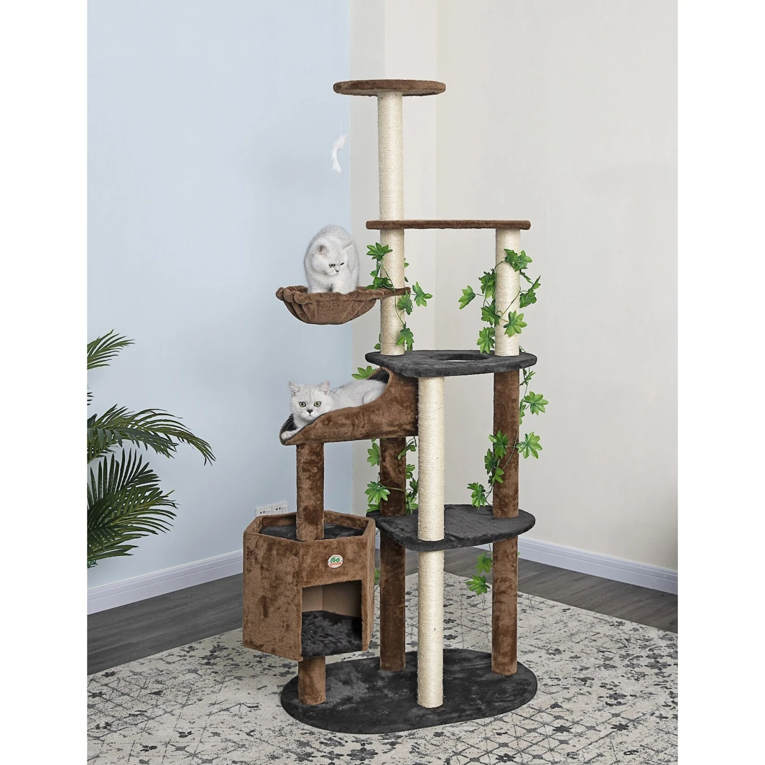 Go Pet Club 74-in Forest With Leaves Cat Tree, Black/ Brown 3 Go Pet Club 74-in Forest With Leaves Cat Tree, Black/ Brown