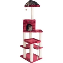 Armarkat 69-in Faux Fur Covered House & Cat Tree