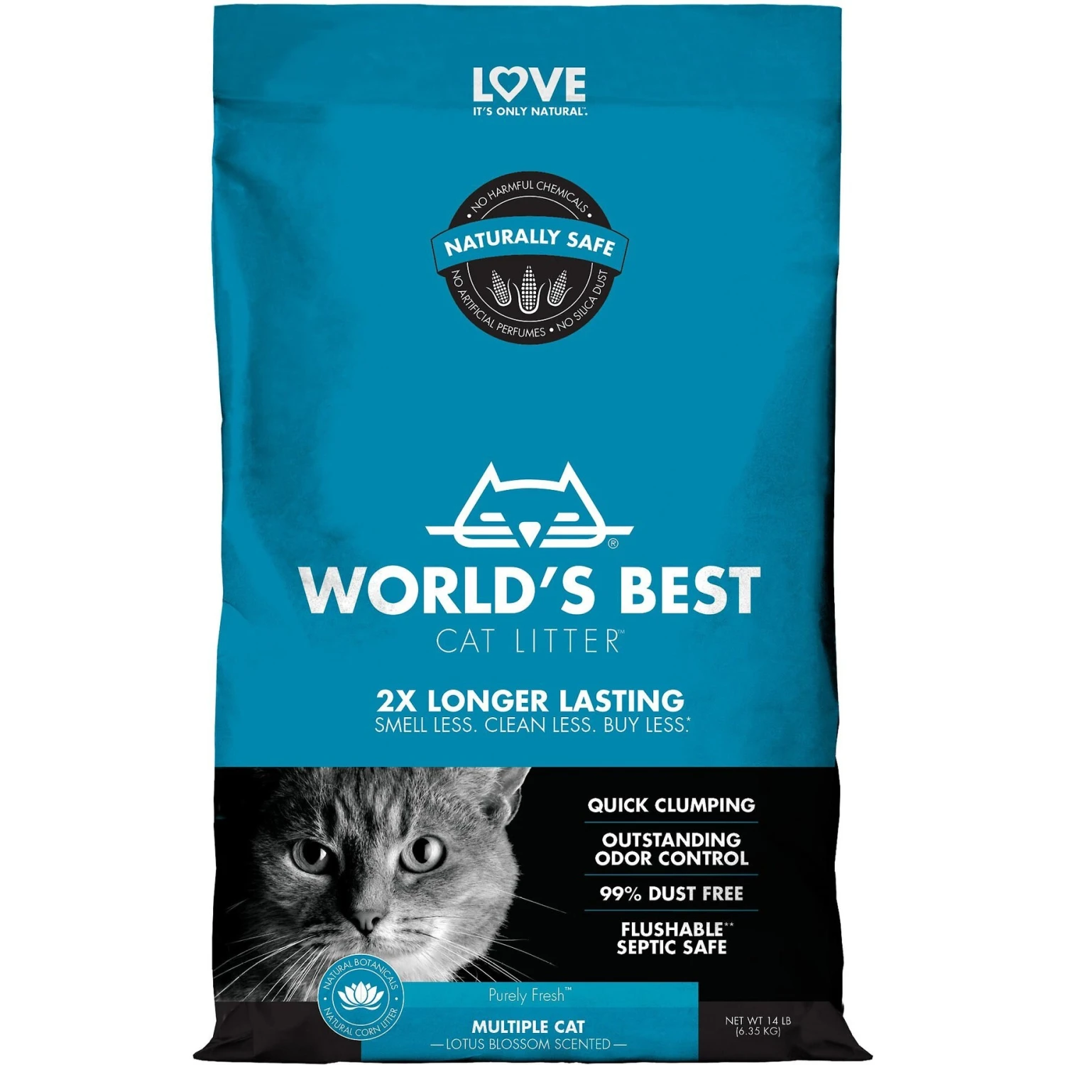 World's Best Multiple Cat Lotus Blossom Scented Clumping Corn Cat Litter 3 World's Best Multiple Cat Lotus Blossom Scented Clumping Corn Cat Litter