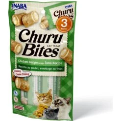 Inaba Churu Bites Chicken Recipe Wraps Tuna Recipe Grain-Free Cat Treats, 0.35-oz, Pack Of 3