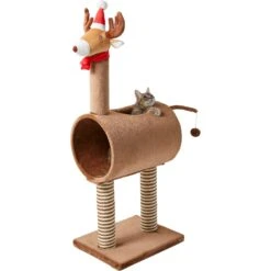 Frisco Holiday 52.3-in Reindeer Cat Scratching Post & Tunnel 12 Frisco Holiday 52.3-in Reindeer Cat Scratching Post & Tunnel -Trixie || Catit || Nature's Miracle Shop 236569 PT2. AC SS1800 V1601334091