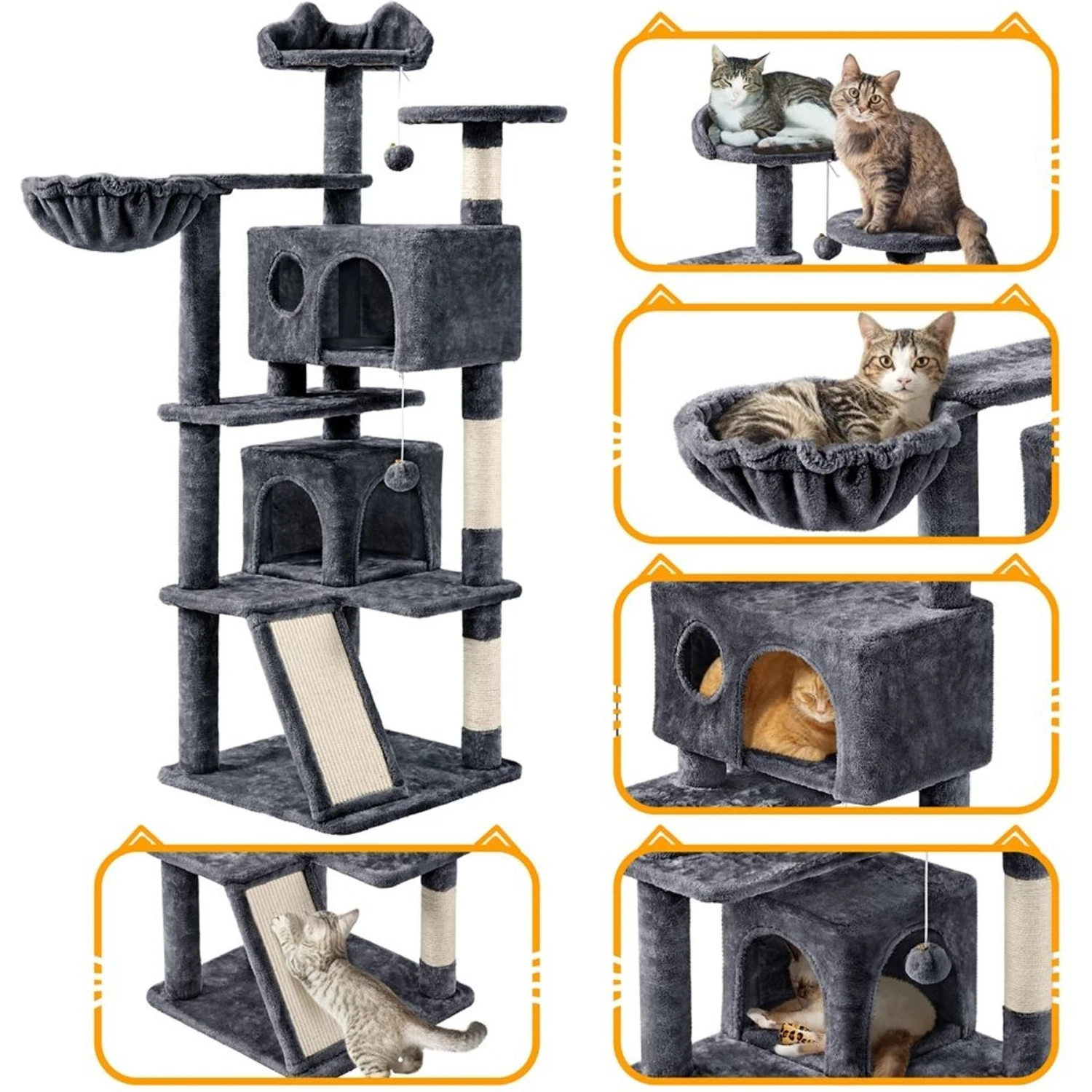 Yaheetech 57-in Plush Cat Tree & Condo 6 Yaheetech 57-in Plush Cat Tree & Condo - Image 4