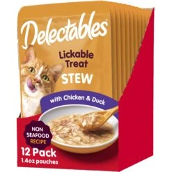 Hartz Delectables Stew Non-Seafood Recipe Chicken & Duck Lickable Wet Cat Treats, 1.4-oz, Case Of 12