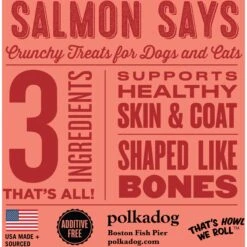 Polkadog Salmon Says Bone-Shaped Crunchy Dehydrated Dog & Cat Treats, 8-oz Bag -Trixie || Catit || Nature's Miracle Shop 250597 PT1. AC SS1800 V1602338778